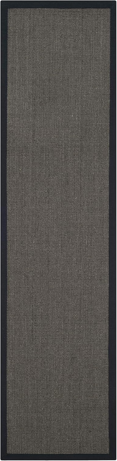 SAFAVIEH Natural Fiber Collection X-Large Area Rug - 2'6" x 22', Charcoal & Charcoal, Border Sisal Design, Easy Care, Ideal for High Traffic Areas in Living Room, Bedroom (NF441D)