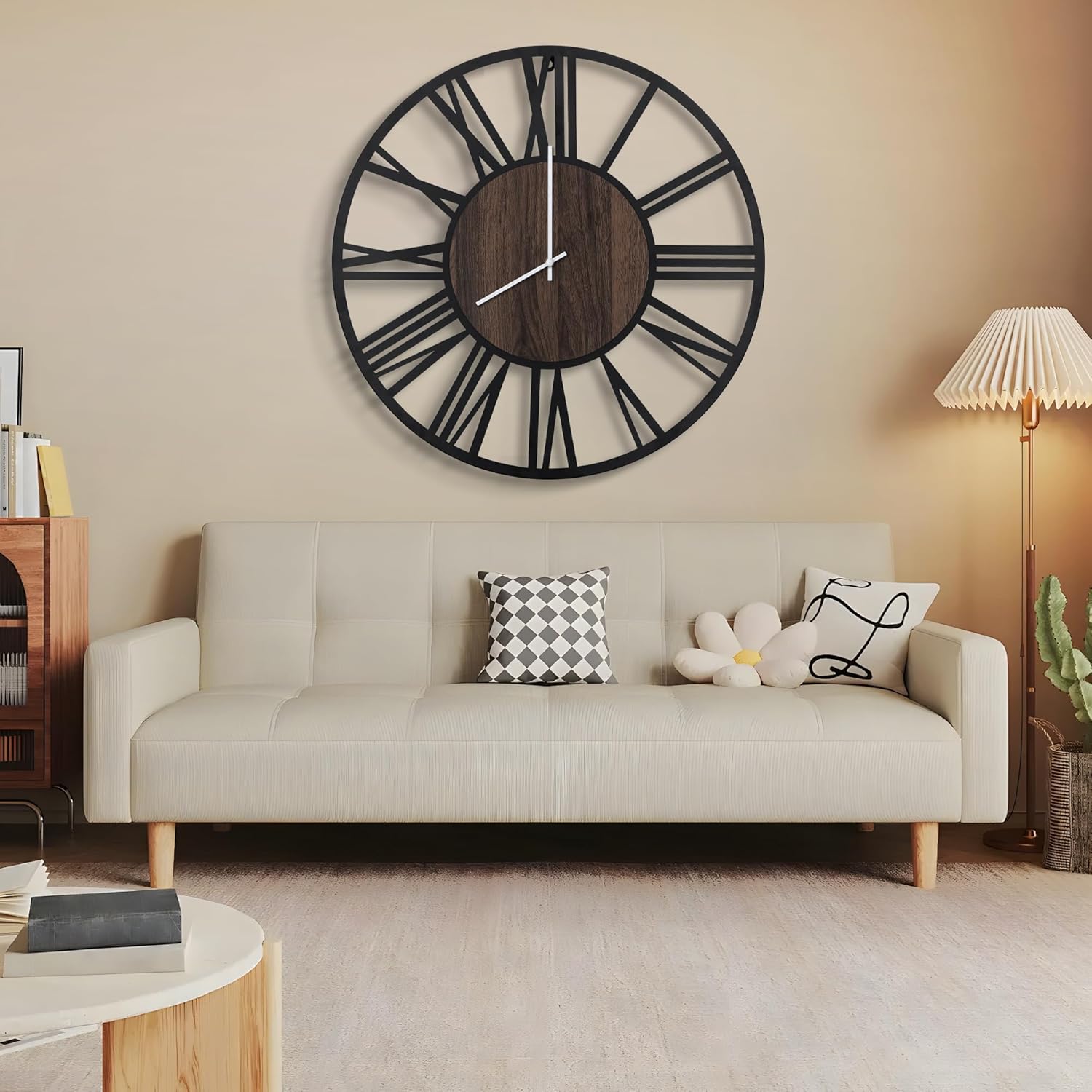 40" Extra Large Wall Clock, Silent Rustic Metal Wood Face Decorative Clock, Battery Operated Farmhouse Modern Oversized Wall Clocks for Living Room, Bedroom, Kitchen, Office, Home Decor