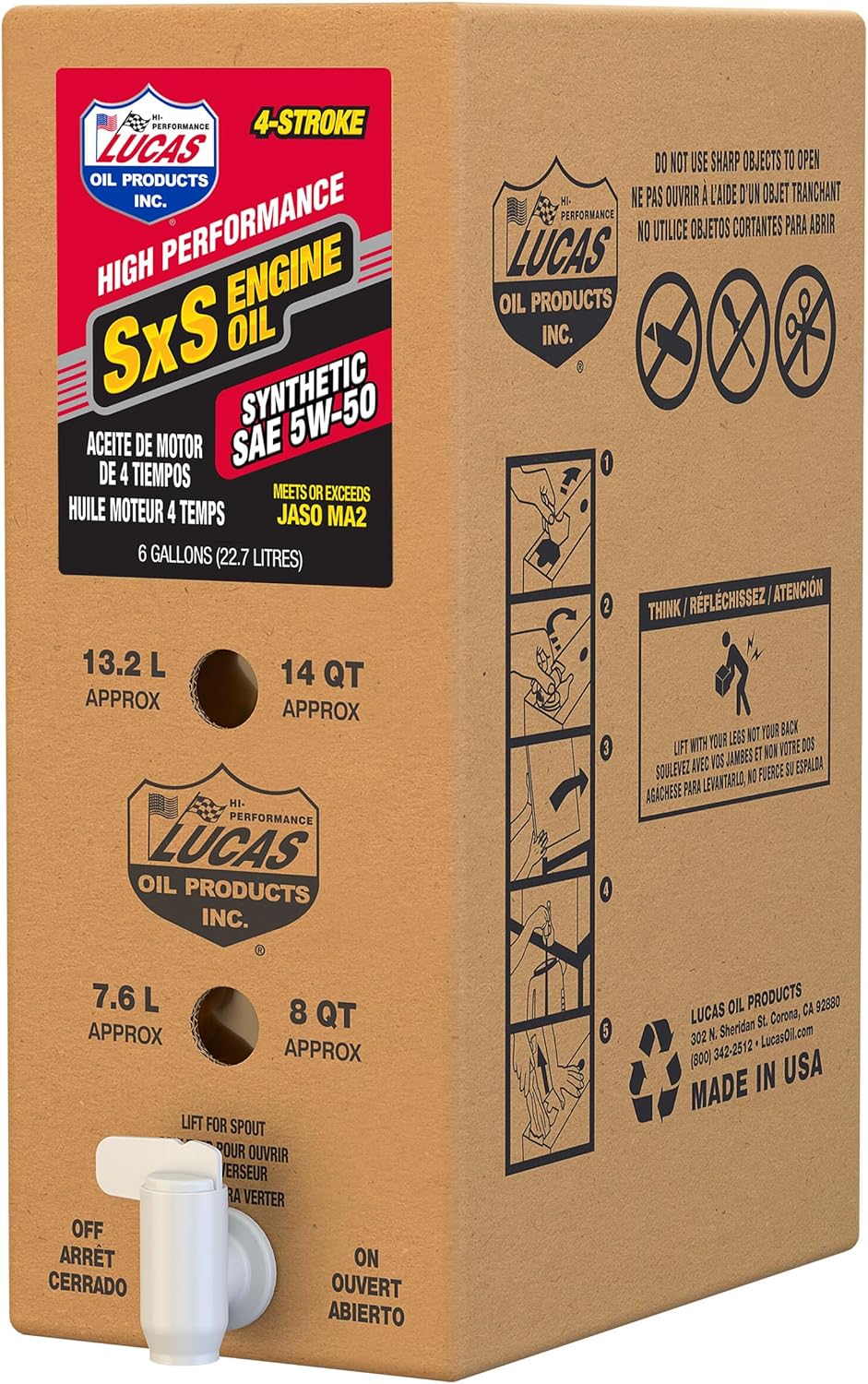 Synthetic SAE 5W-50 SXS Engine Oil/1x1/6 Gallon Box