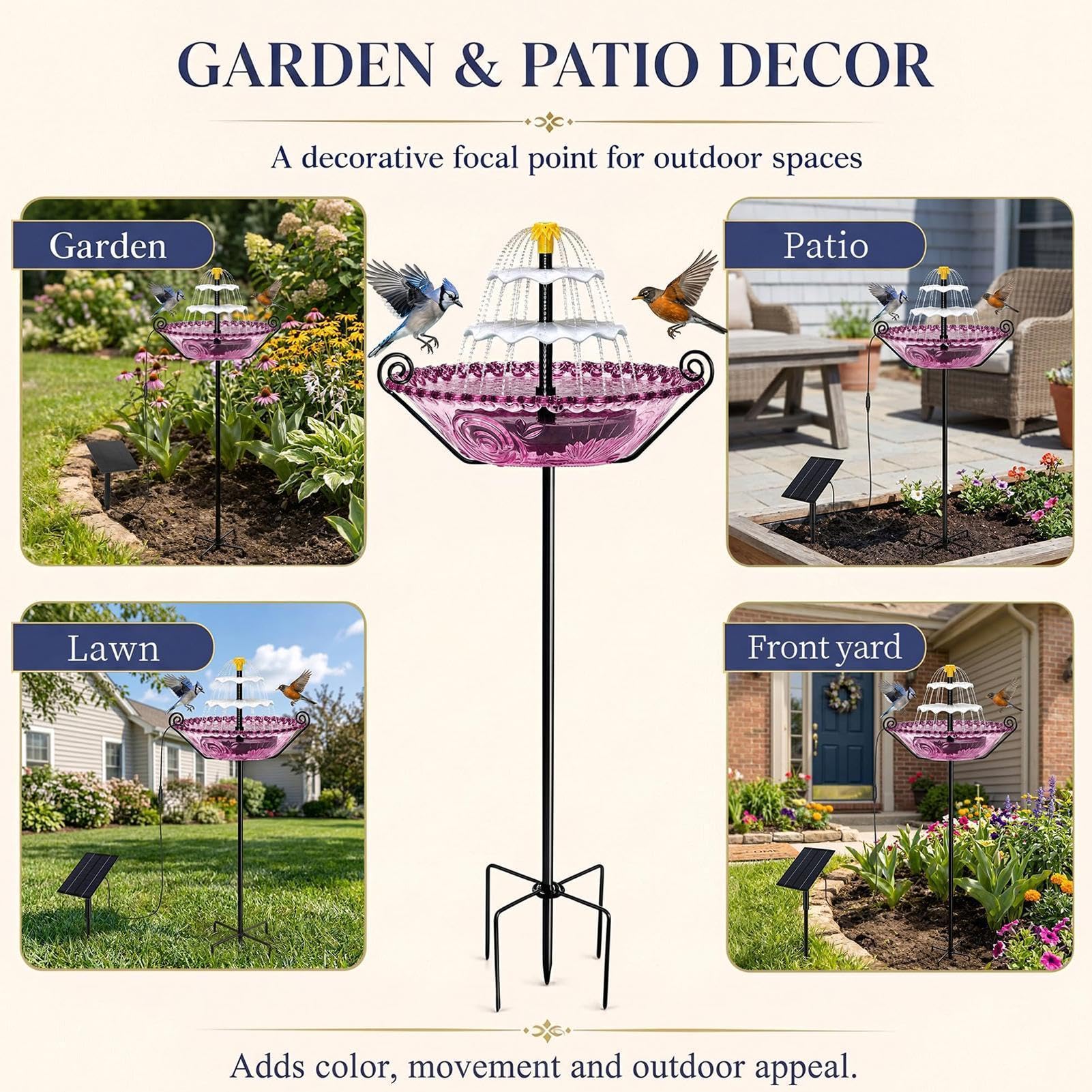Vasca Ad Energia Solare Vasca Arredo Giardino | Bevitore Azzurri Per Proprietari Casa Amanti Natura Giardino Patio Deck Cortile Prato Ingresso Balcone Scuola