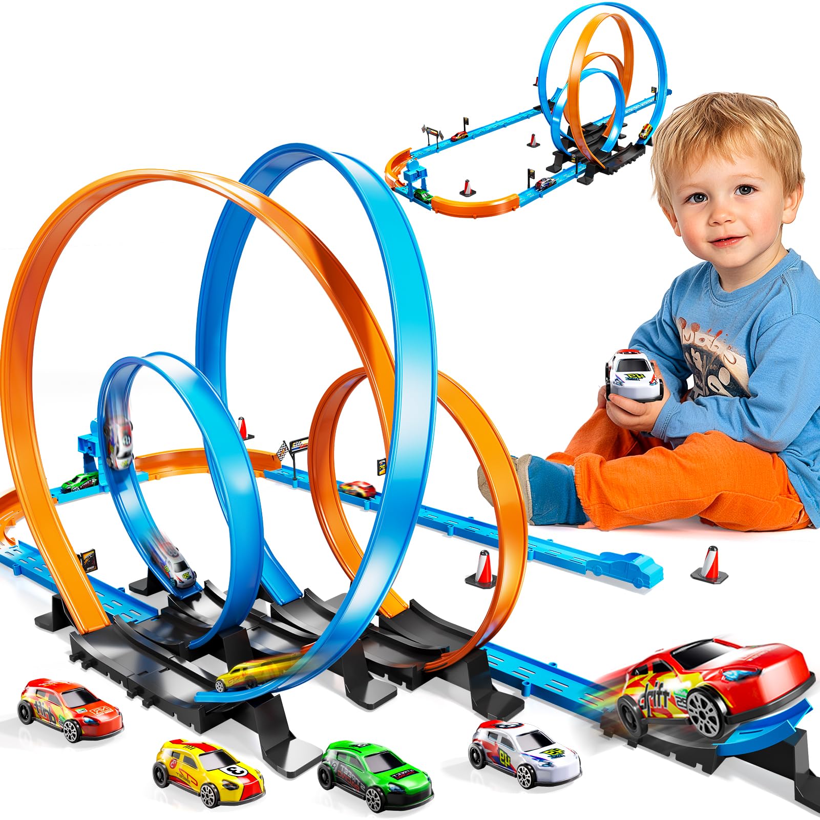 Amazon.com: LILYBUDS Toy Car Race Track Set for Boys Kids Age 3-5