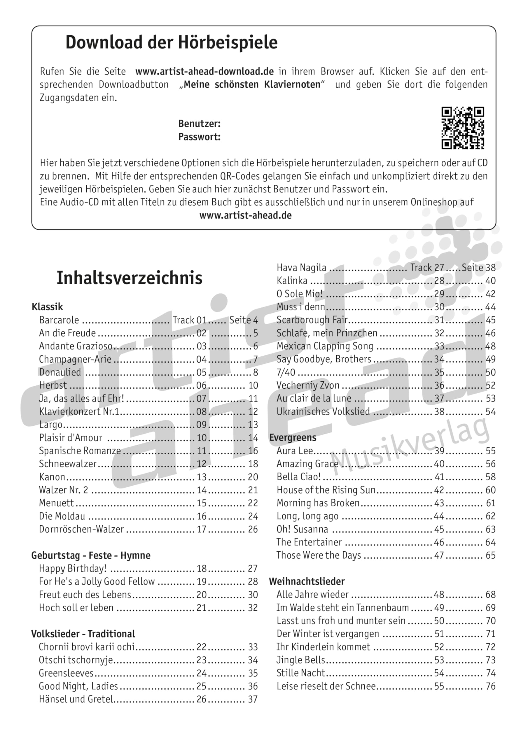 Meine schönsten Klaviernoten! 55 weltberühmte, klassische Klavierstücke & moderne Lieder für Anfänger – sehr leicht bis mittelleicht arrangiert (inkl. QR-Codes + Audio-Download). Piano. Klaviernoten