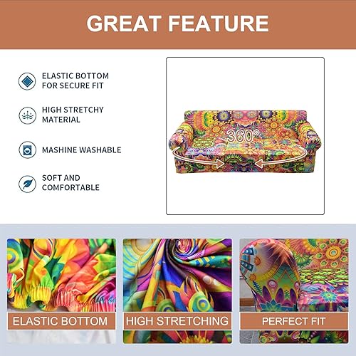 Miniatura 2 de Eco-Ancheng Funda de sofá estampada de 2 piezas, fundas elásticas para sofá seccional, protector de muebles con parte inferior elástica
