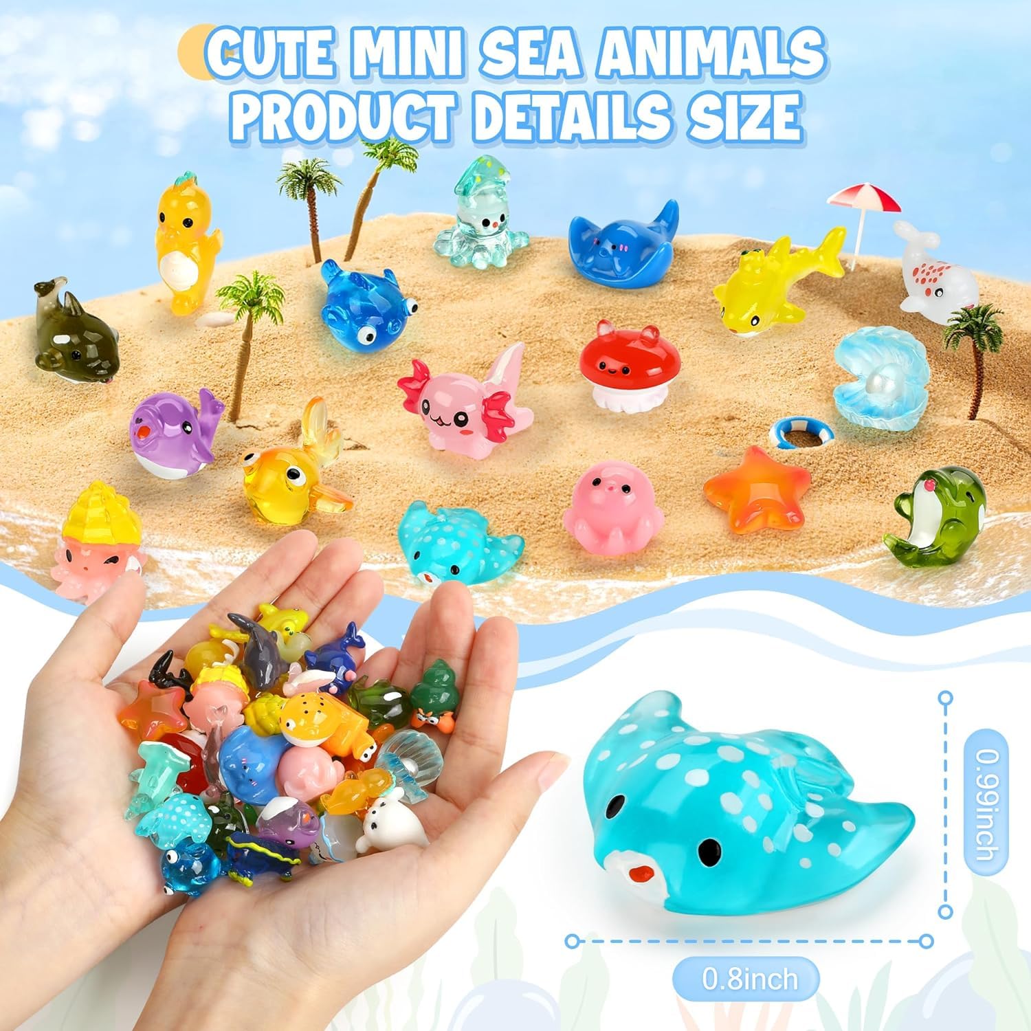 Set 36 Mini Animali Marini in Resina per Acquari, Feste, Bomboniere e Paesaggi in Miniatura