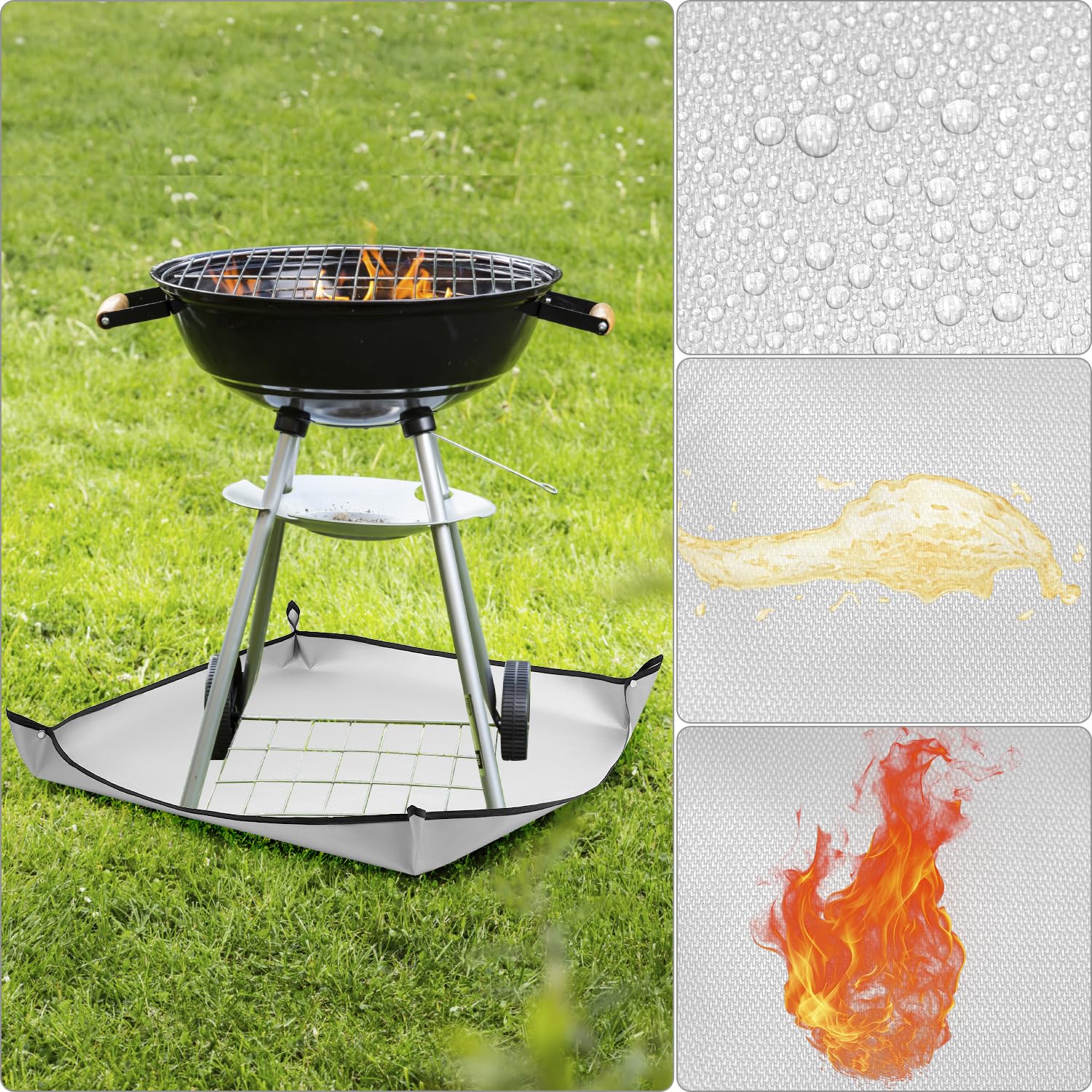 QWORK® Tapis Ignifuge, Tapis Anti Feu 100 x 100 cm, Tapis Barbecue Ignifuge Résistant à la Chaleur, pour sous Les Foyers, Cheminée, Barbecue au Charbon de Bois