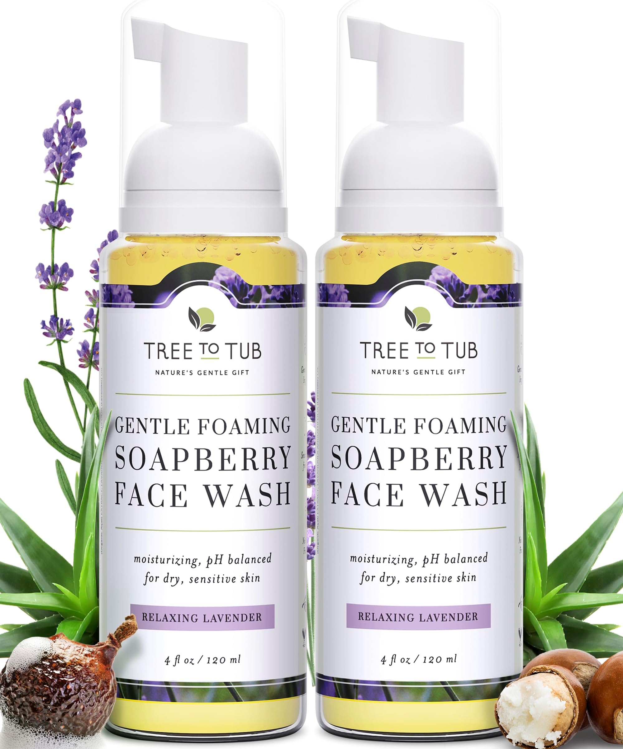 Sensitive Skin Face Wash for Dry Skin - Moisturizing Gentle Face Cleanser for Women & Men, Hydrating Foaming Facial Cleanser, Daily Face Soap w/Organic Aloe Vera, All Natural Lavender Oil