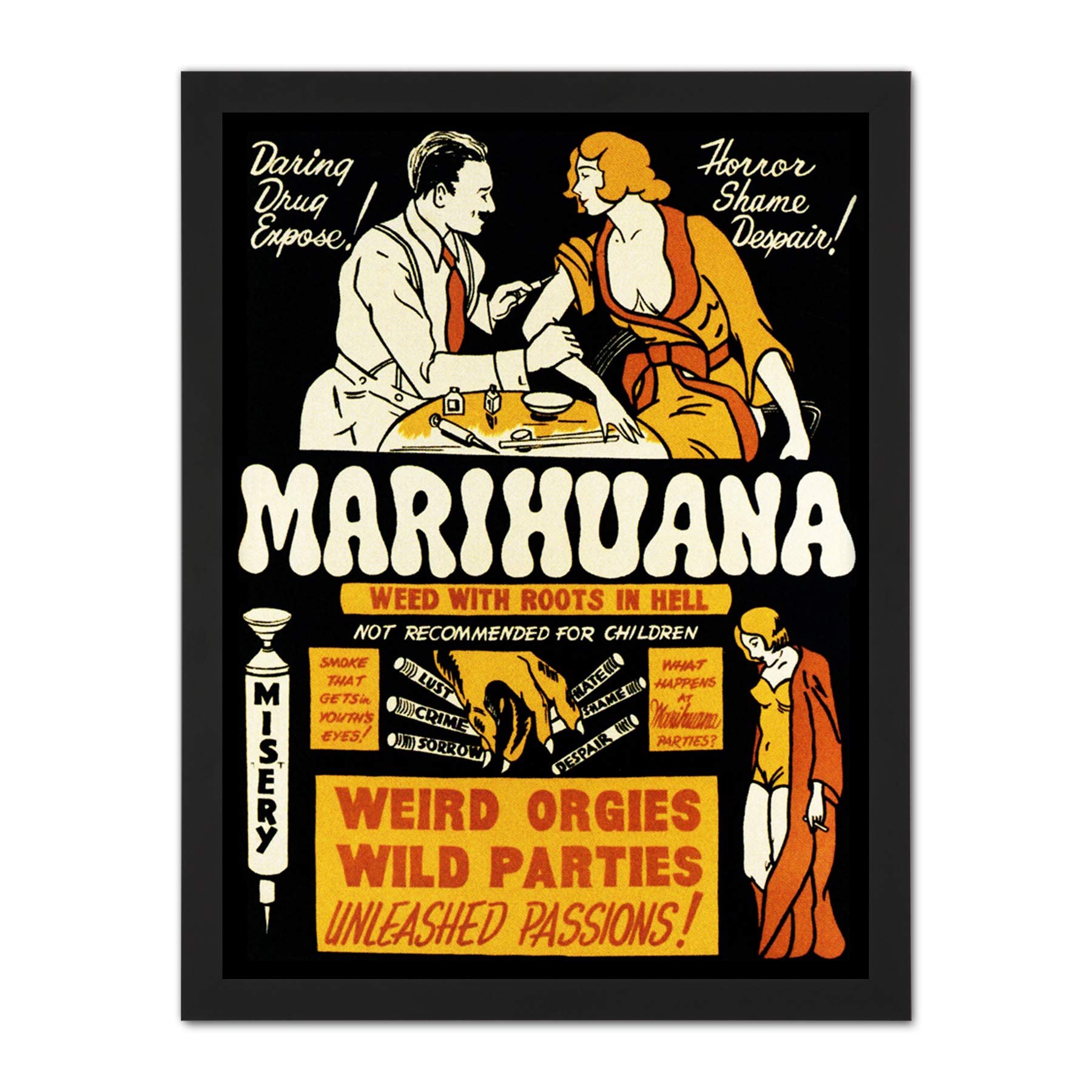 Wee Blue Coo Marijuana Weed Drug Abuse Artwork Framed Wall Art Print 18X24 Inch