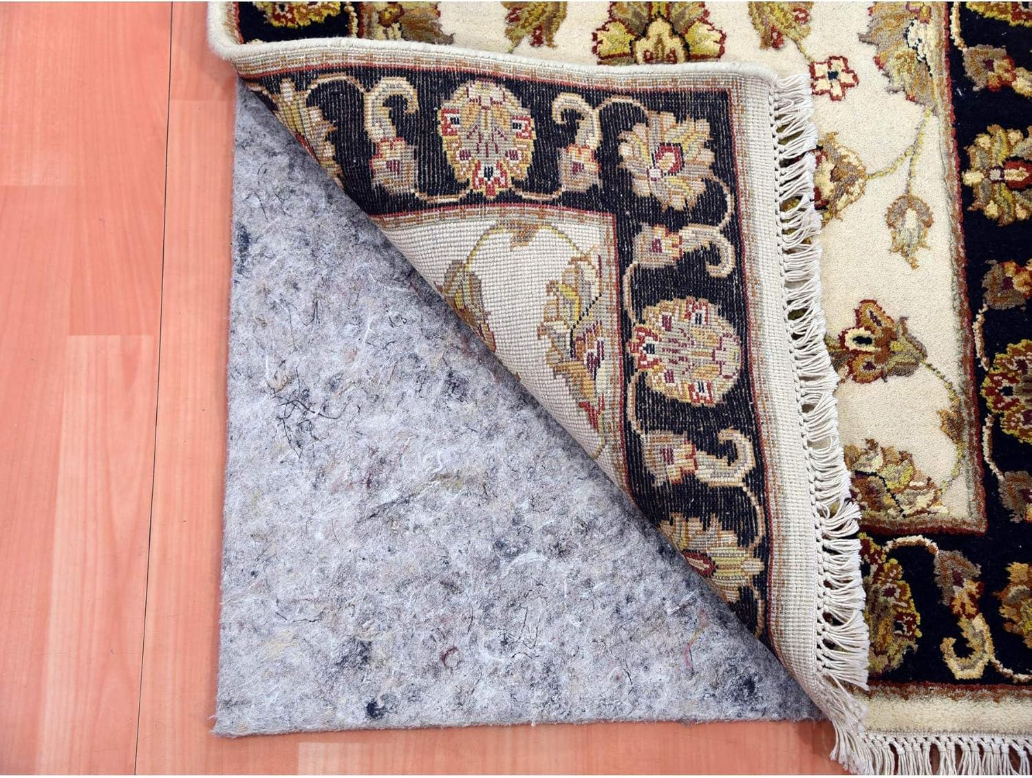 Ivory Rajasthan Wool and Silk Leaf Design Thick and Plush Hand Knotted Runner Rug (2'5"x10'1")