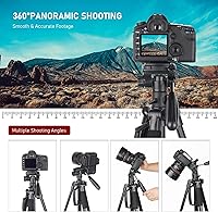 Vista 2 de EVUMO HF3 Trípode horizontal para cámara y iPhone, trípode de cámara elevado de 65 pulgadas y monopod 2 en 1 con control remoto y soporte