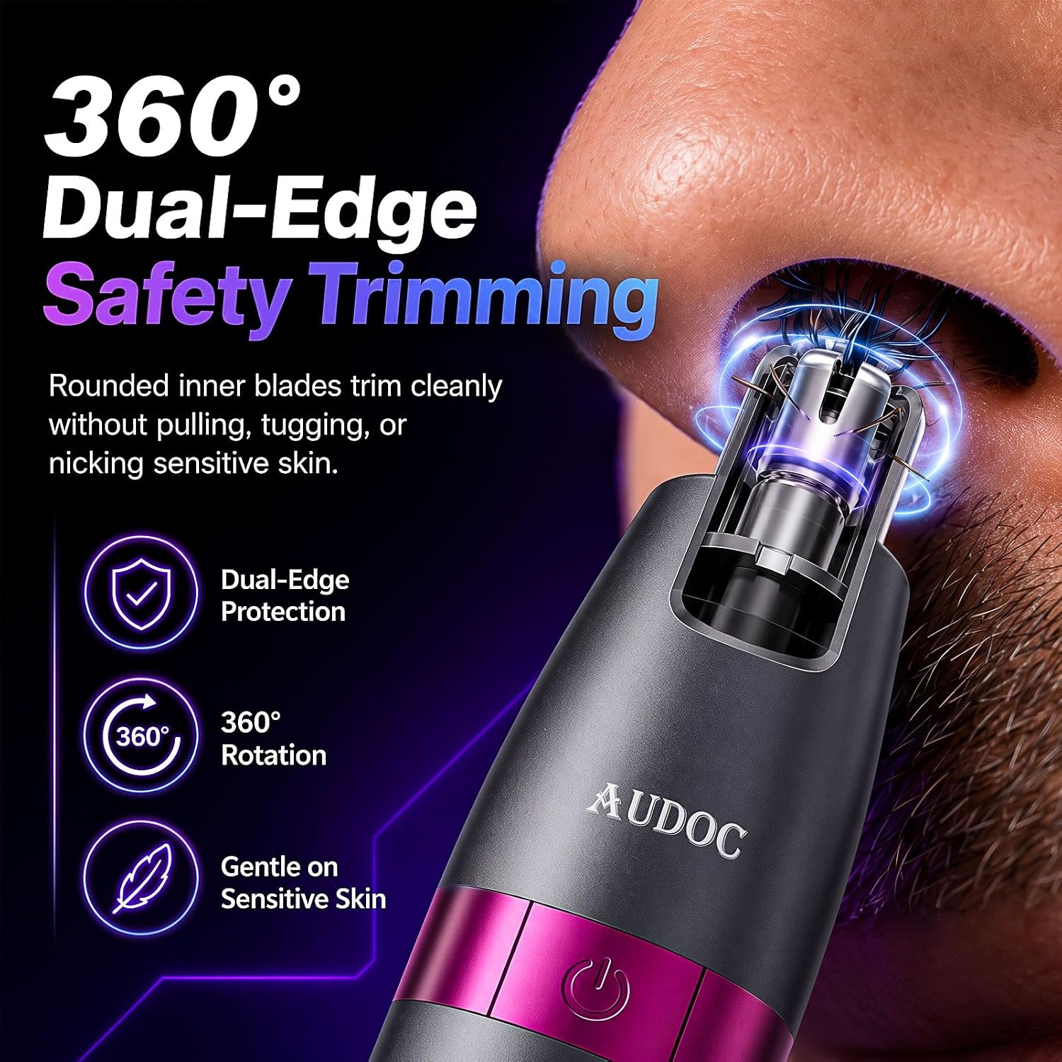 Nose Hair Trimmer for Men with 3 Patented Magnetic Heads