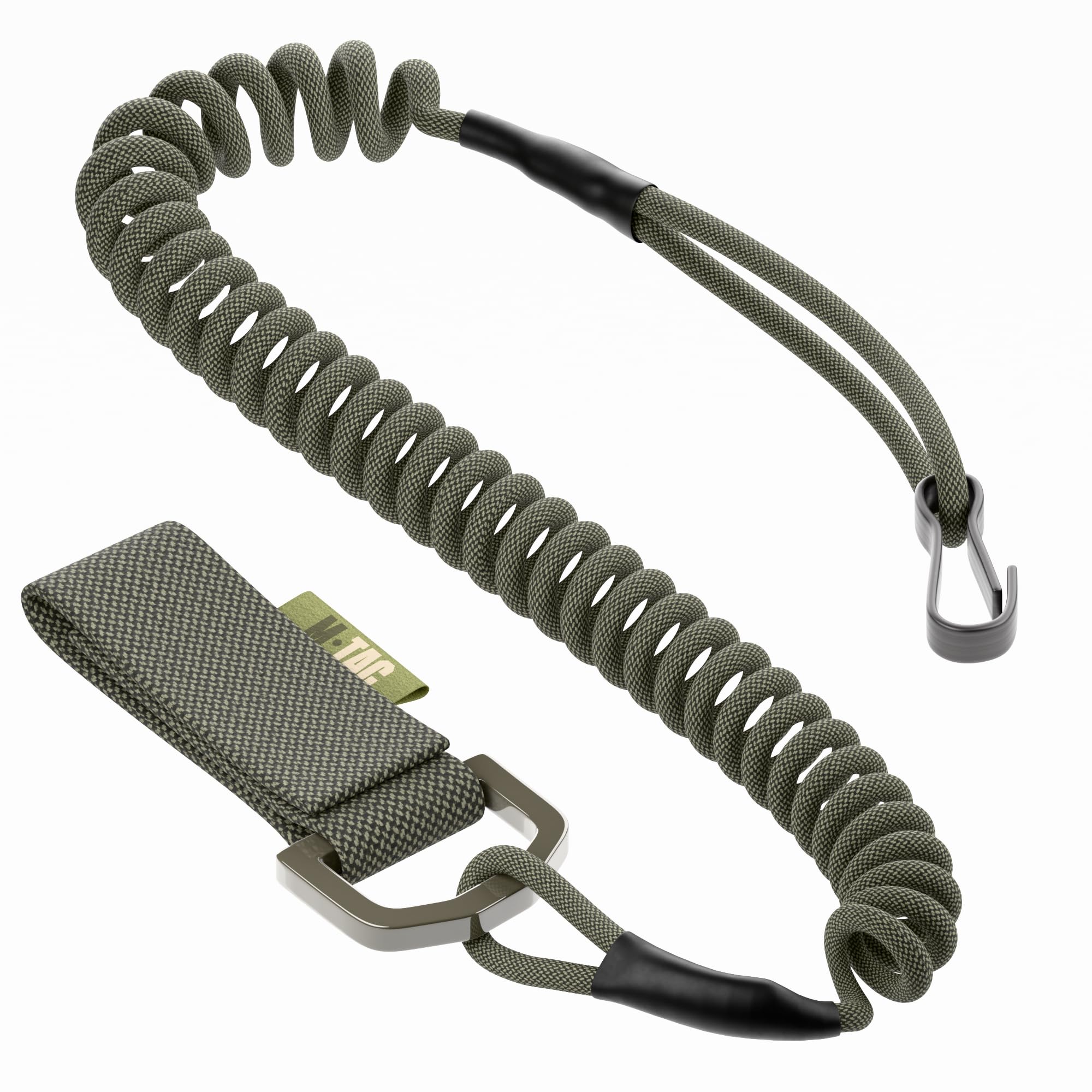 M-Tac Tactical Pistol Lanyard Elastic Coil for Police Army Belt D-Ring (Olive)