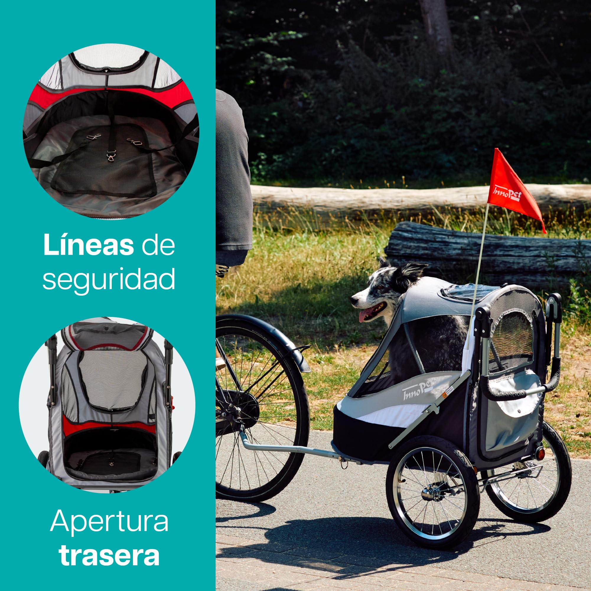 Innopet Pet Stoller,IPS-055/AT, Free Rain and Wind Cover, Dog Carrier, Trolley, Trailer, Sporty. Pet Buggy, Pushchair, pram for Dogs and Cats