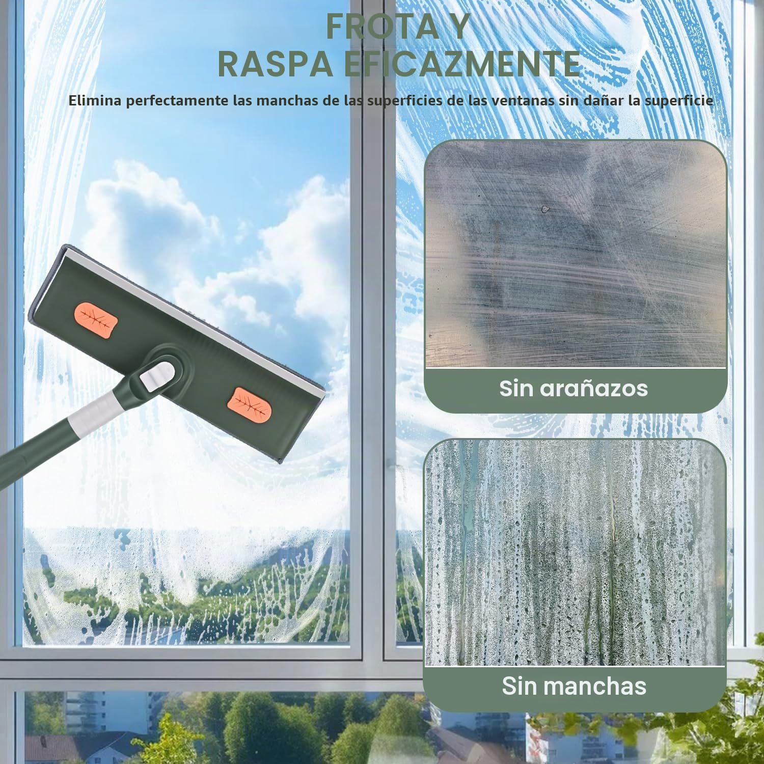 250cm limpiacristales Telescopico, Limpia Cristales con Mango Extensible con Escobilla de Silicona & 2 Paños de Microfibra, Kit de Limpieza de Cristal para Automóviles y Ventanas Exteriores Altas