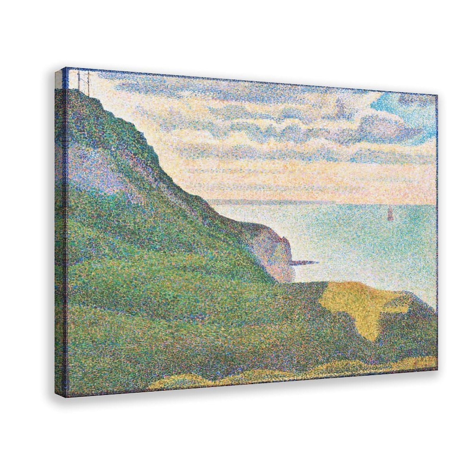 WCYB Seascape at Port En-bessin, Normandy by Georges Seurat Posters Prints Canvas Deco Paintings Wall Art Hangable Frame 12" L X 18" W