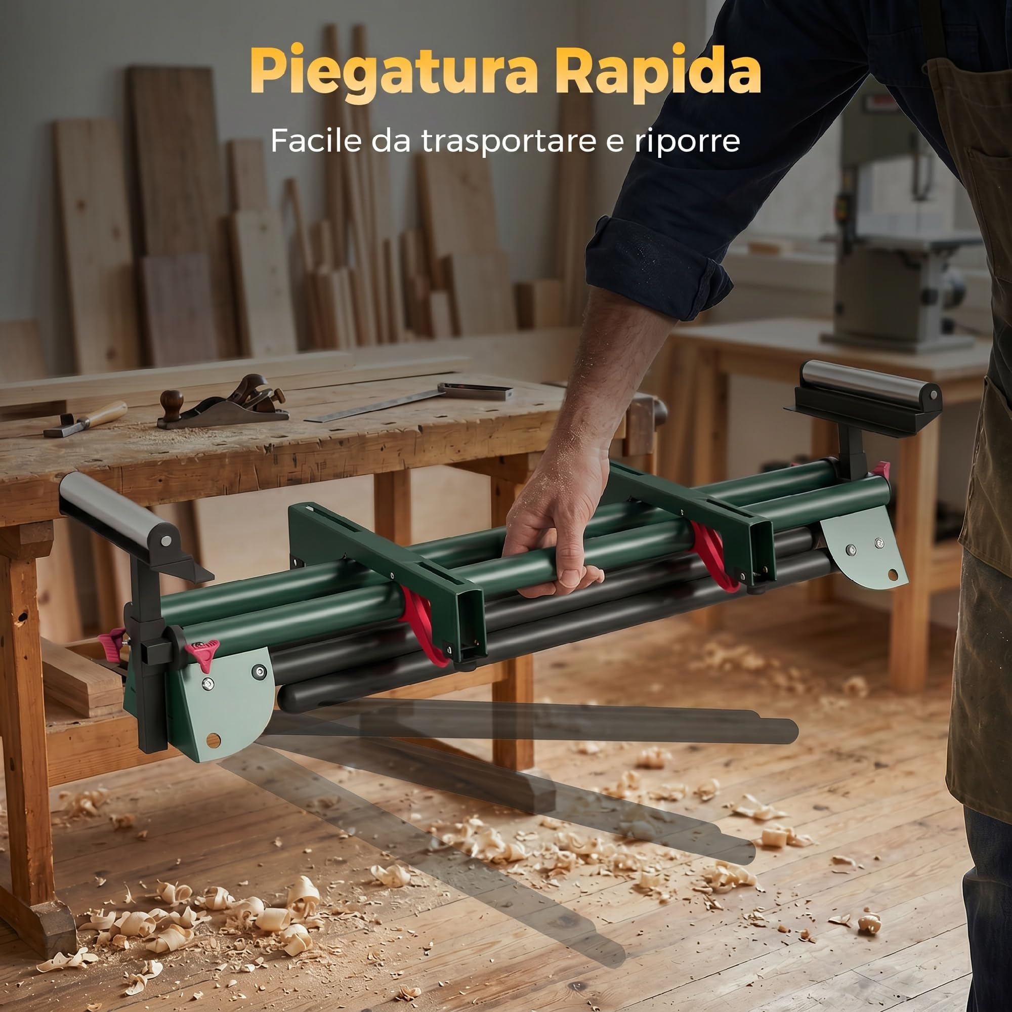 HOMCOM Halterung für Gehrungssäge mit ausziehbaren Rollen, max. 150 kg, Grün | Holzspalter mit klappbaren Beinen, Höhe und Breite verstellbar, für Sägearbeiten