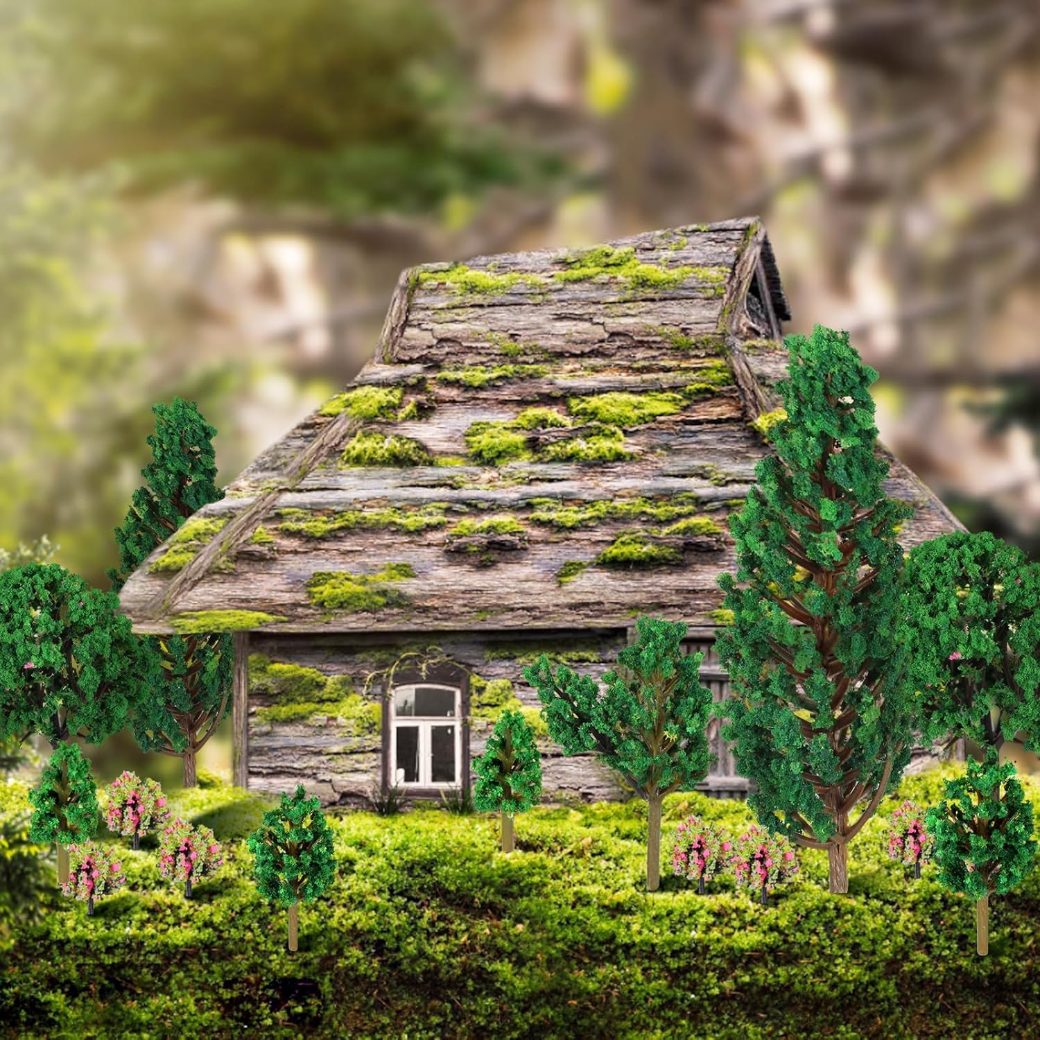 50 Pezzi Alberi Modello Misto, 4-8 cm Albero di Diorama, Modello Albero in Miniatura, Albero Ferroviari Scenario, per Paesaggio DIY (3 Stili)
