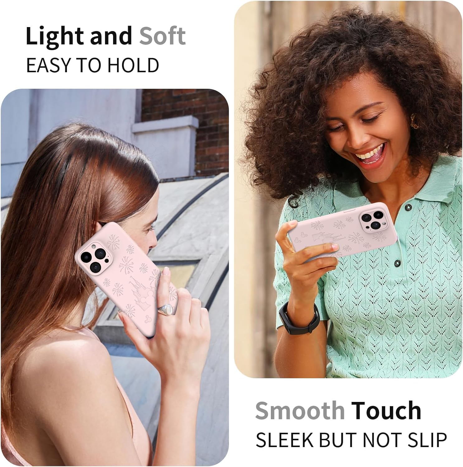 OAOA Magnetic Engraved Case Compatible with iPhone 16 Pro Case, Compatible with Magsafe, Camera All-Round Protection, Slim Liquid Silicone Phone Case for Women Girls, Pink Castle - Image 6