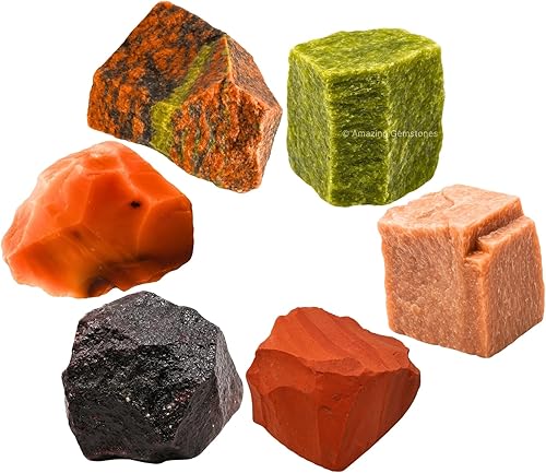 Miniatura 19 de Amazing Gemstone Cristales para el período agradable del ciclo menstrual menstrual, juego de 6 piedras de sangre, cuarzo rosa, piedra lunar