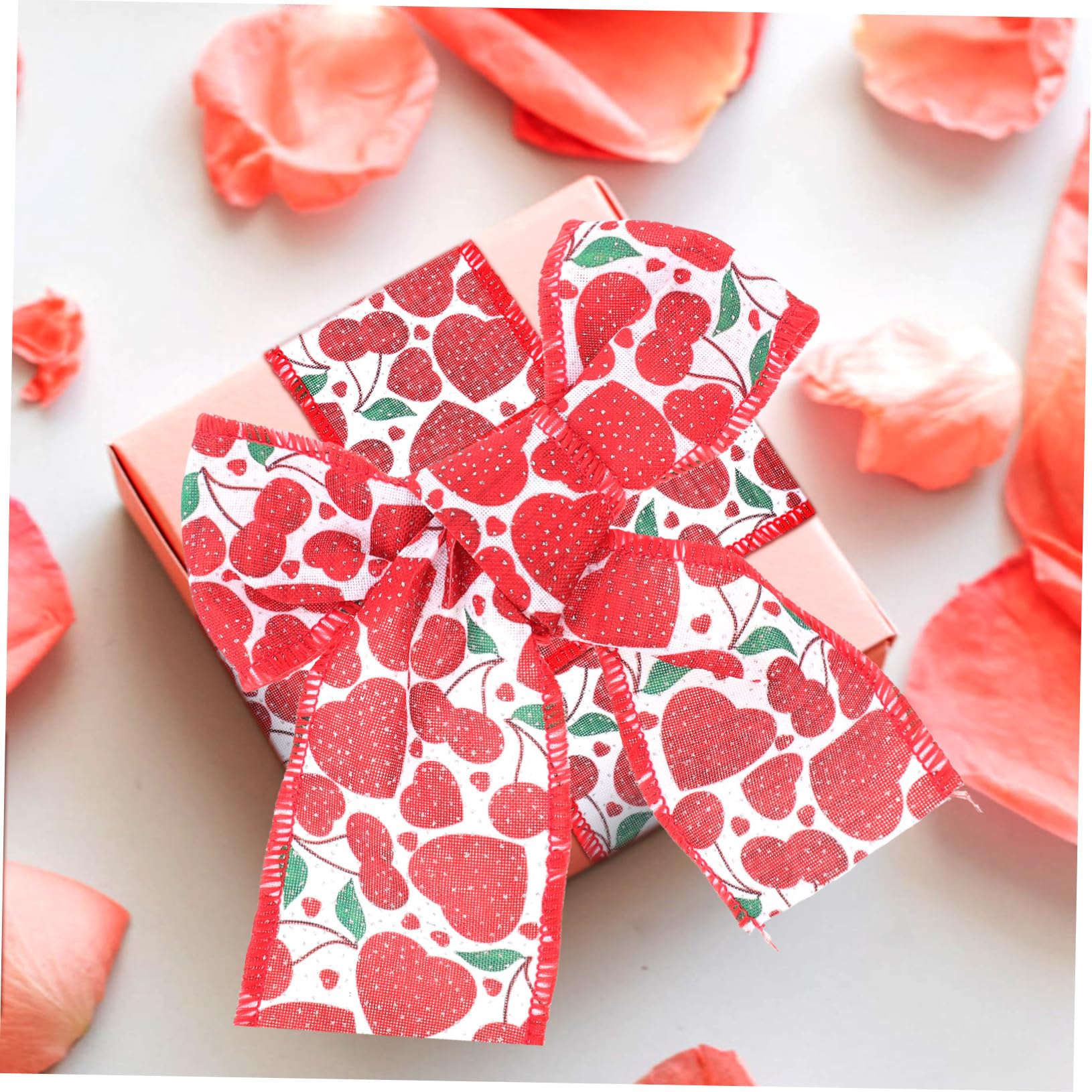 5 Sätze Draht Seitband Ribbon Ripsband Hochzeitsdekoration Party Dekoration Valentinsband Grünes Band Valentinstag-herzbänder Bänder Mit Herzmuster Polyester Rot 3 Rollen * 5