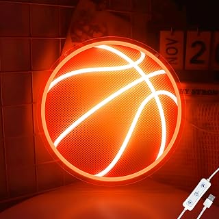 CULOIS Basketball Neon Sign for Wall Decor, UV Printed Basketball Neon Light, Dimmable Sports LED Sign for Bedroom, Man Cave, Dorm, Game Room, Birthday Party Gifts
