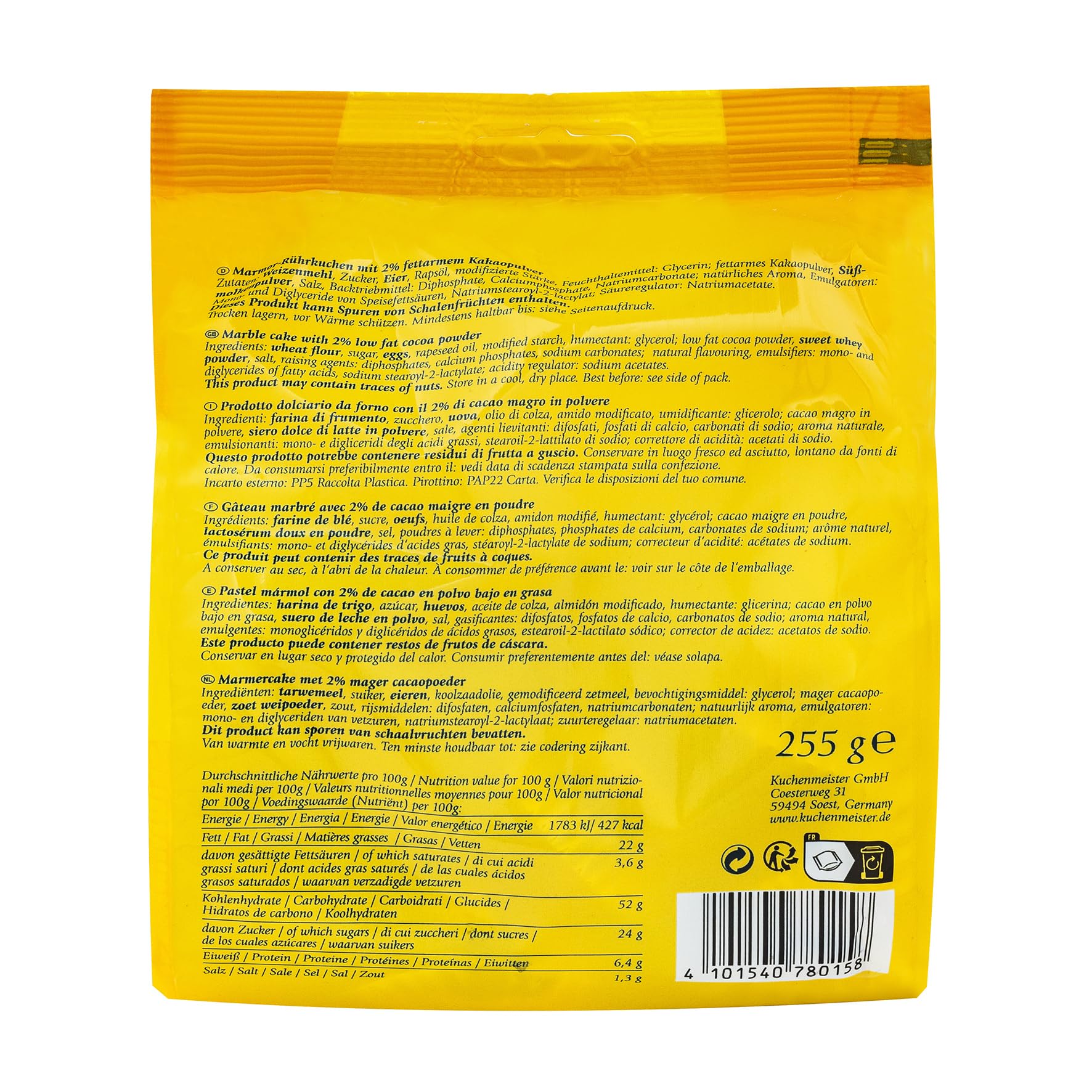 KuchenMeister Mini Muffins Marmor | im Beutel 255g | 8er Vorratspack | Locker, saftige Marmor Muffins | Mini Format | perfekt für zwischendurch & unterwegs | (8 x 255g)