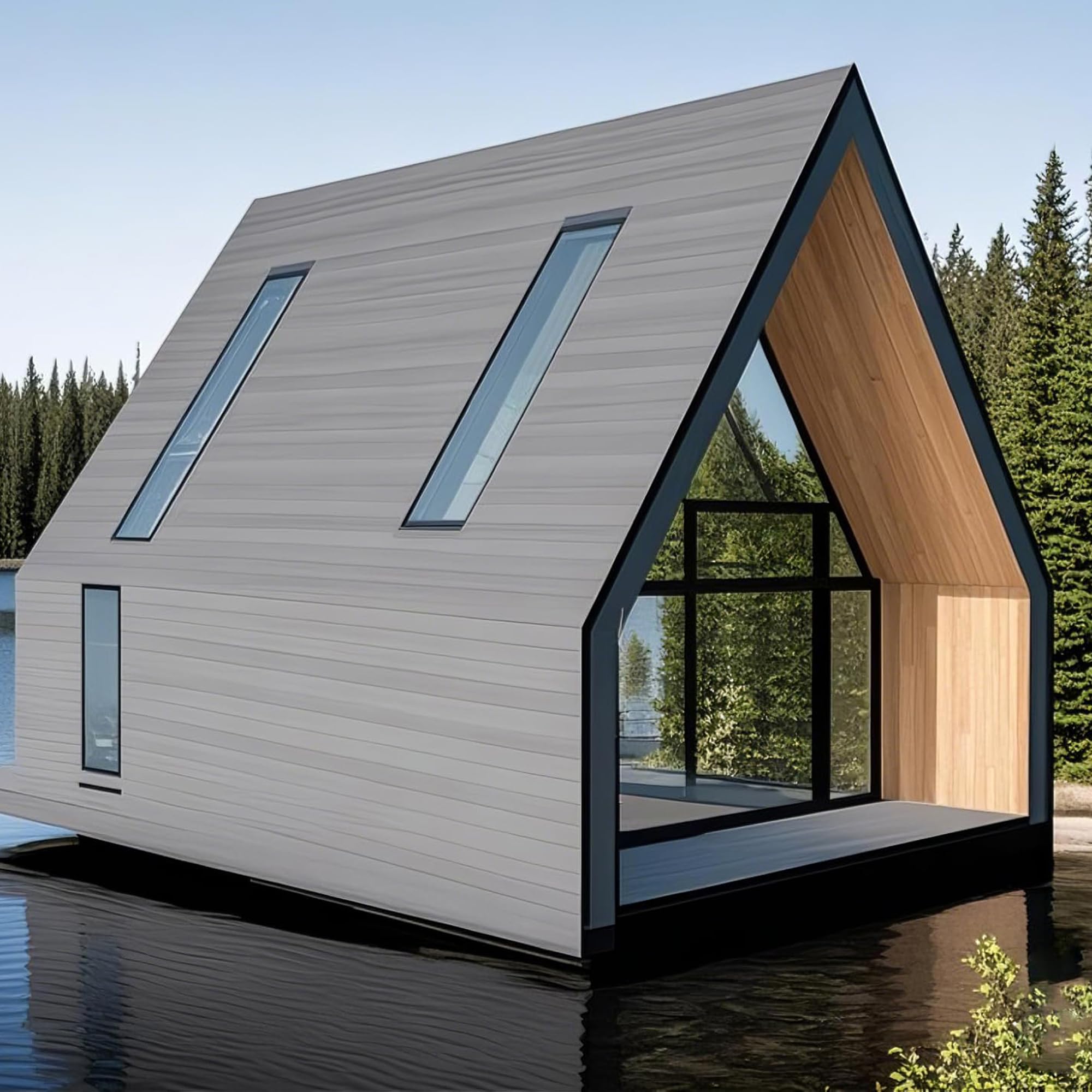 DsonEIIxoren Modern Modular Outdoor Cabin Structure, Minimalist A-Frame Garden Studio, Backyard Office Pod, Sunroom Shed, Prefab Pavilion Kit (Project