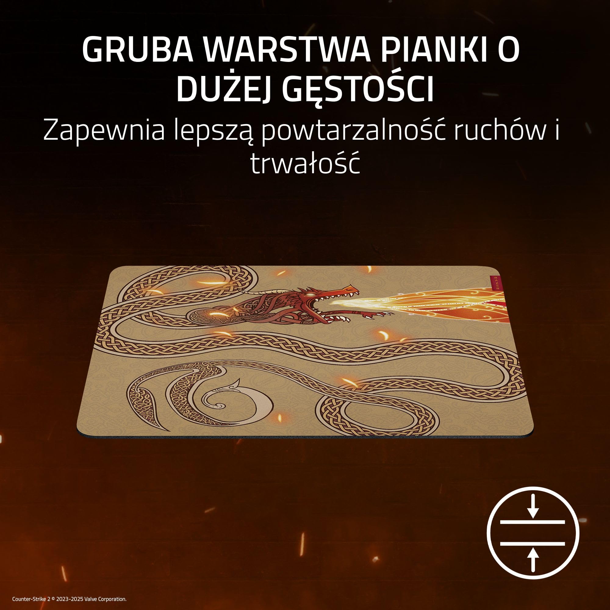 Razer Gigantus V2 L Counter-Strike 2 Dragon Lore - Miękka podkładka pod mysz do gier zapewniająca optymalną kontrolę - Teksturowana mikrowłóknina - 450 x 400 x 3 mm | Dragon Lore