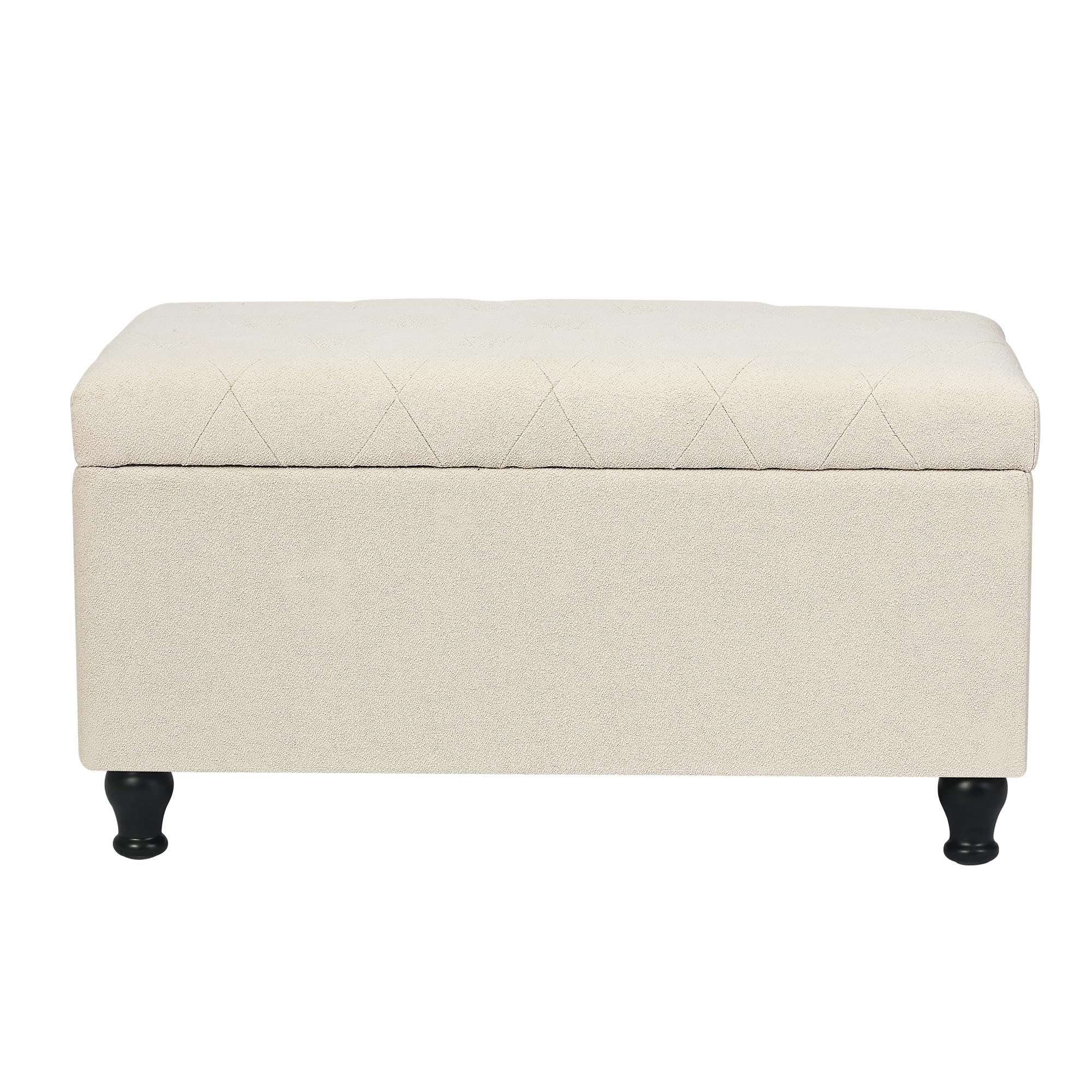 Asense Storage Ottoman Bench, End of Bed Chest with Side Pocket, 31.9x17.3x17.3 Inches,Storage Seat Foot Rest Footstool for Living Room, Bedroom,Dorm,
