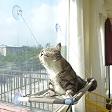 PEFUNY Cat Window Hammock – Mess-Free Waterproof Cats Window Perch for Large Cats, Strong Suction Cup Hammock with Flannel Cover, Indoor Cat Seat, Beige