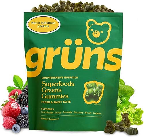 Super Greens Gummy Bears espirulina orgánica y clorella, prebióticos para la salud digestiva, más de 20 vitaminas y minerales, adaptógenos - 112
