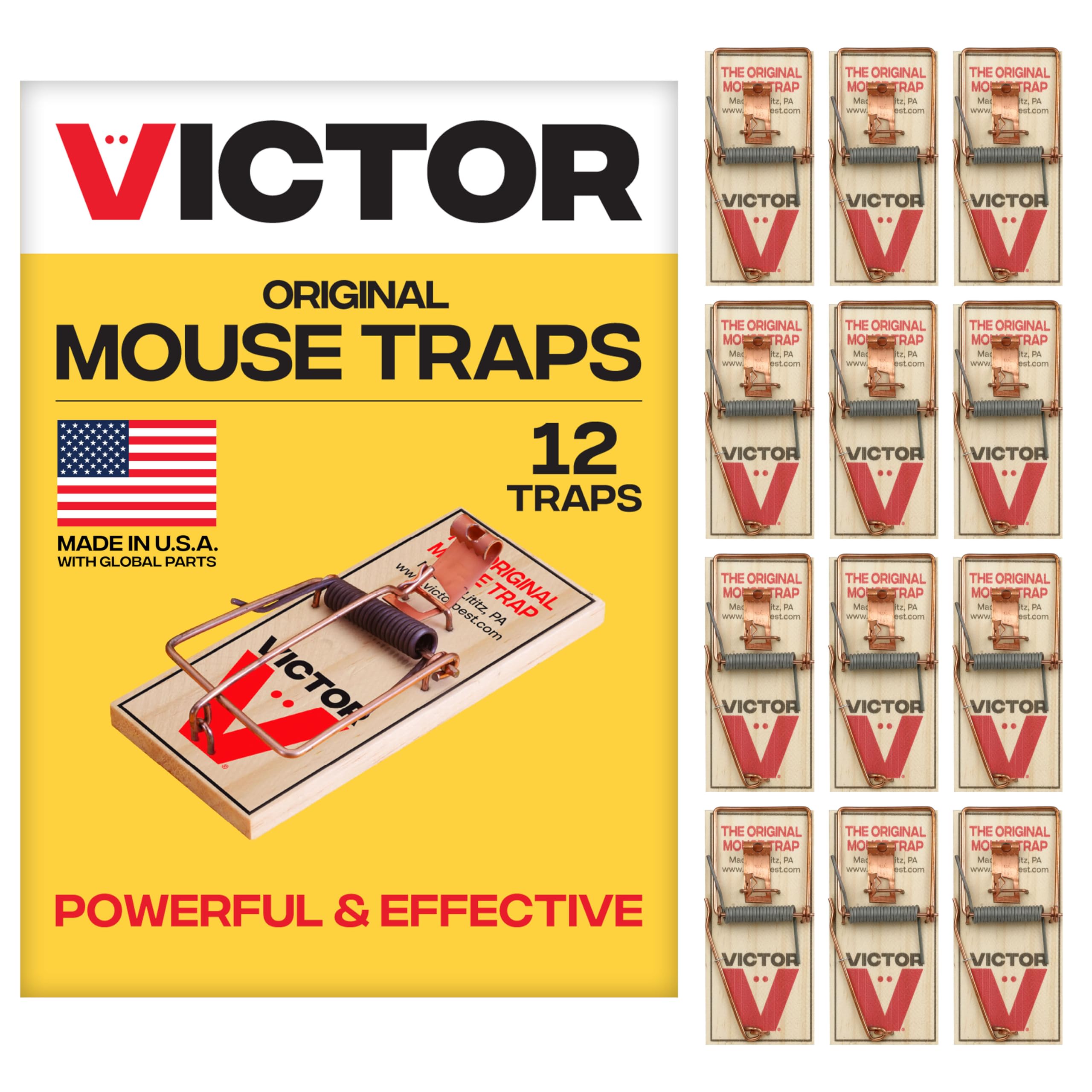 Victor Mouse Traps M150-12, Metal Pedal, Sustainably Sourced FSC Wood, Wooden Mouse Traps, 12 Metal Pedal TrapsThe Forest Stewardship Council