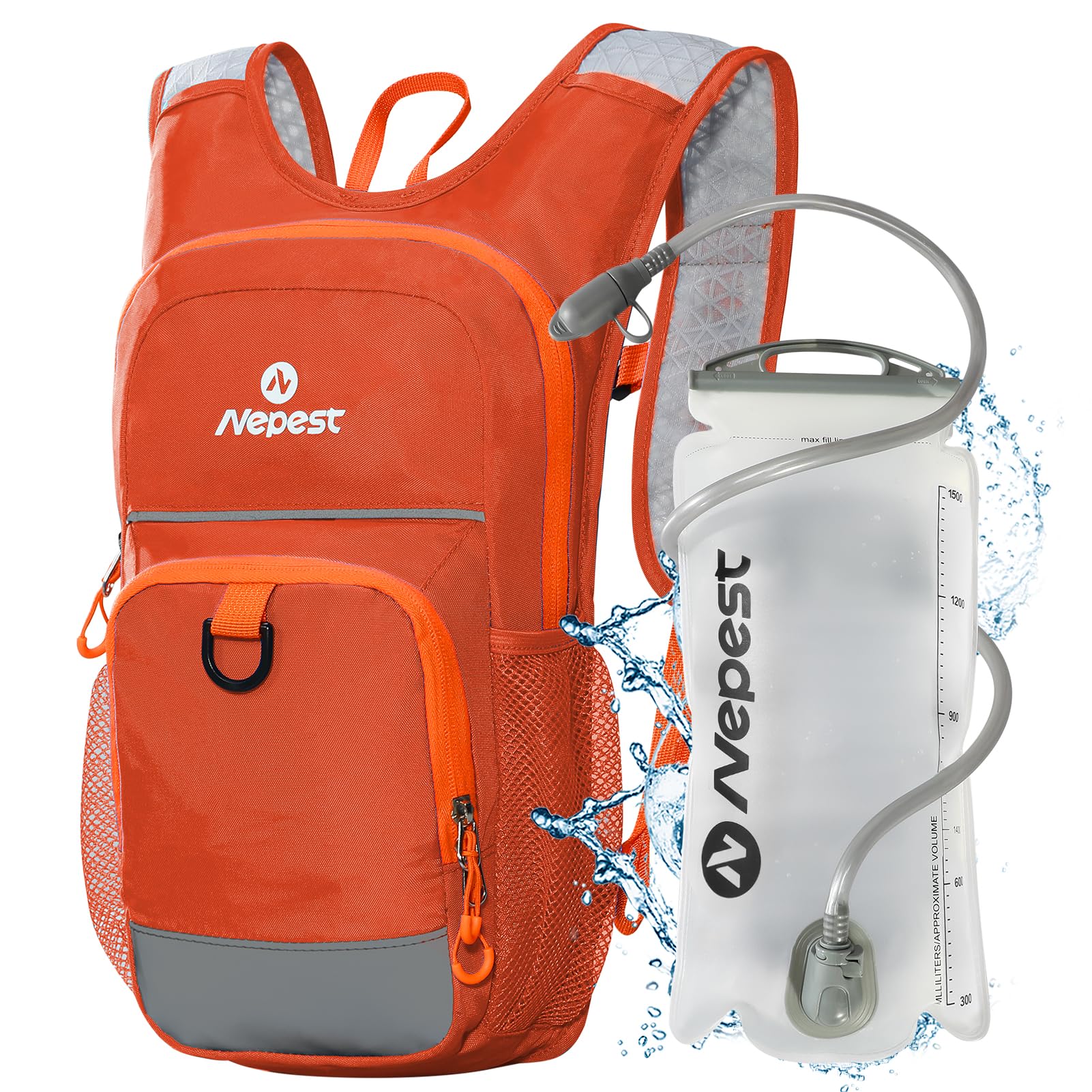 Nepest Kids Hydration Backpack, Mini Water Backpack with 1.5L Water Bladder for Hiking Cycling Running