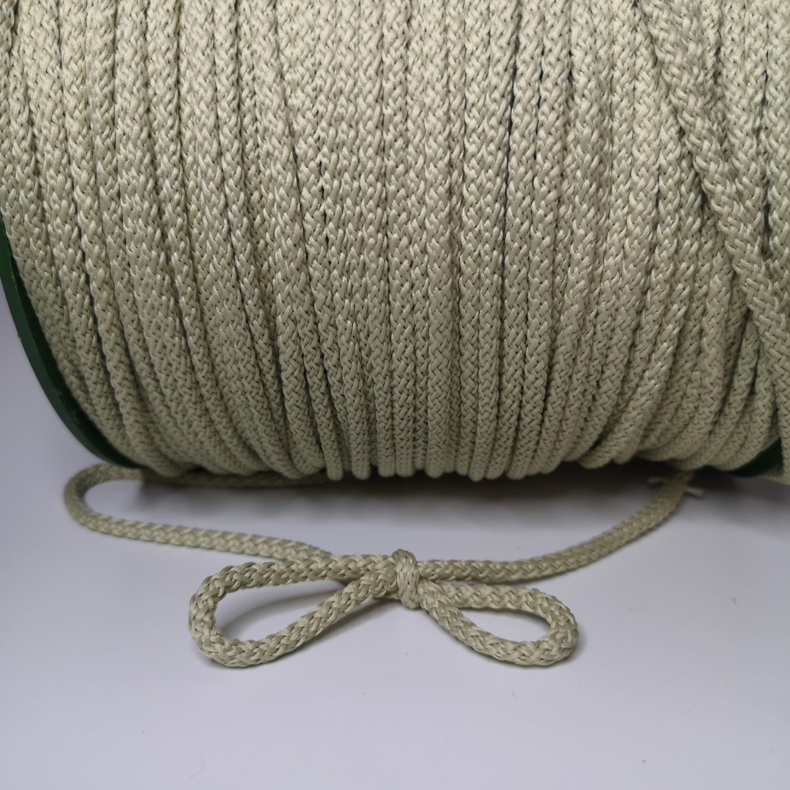 5mm Cord, Braided Drawstring, Strong Rope for Crafts, Lacing and DIY, String, Multiple Colours, Polypropylene (Ivory, 20 meters / 65 ft)