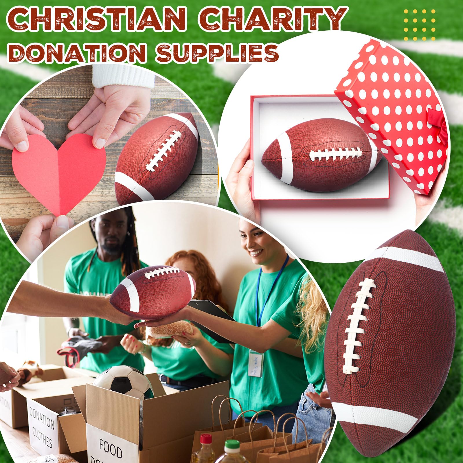 RoundFunny 6 balones de fútbol para jóvenes con 6 bombas de cuero compuesto para niños, jóvenes, adultos, equipo universitario, entrenamiento de escuela secundaria, práctica en interiores y exteriores