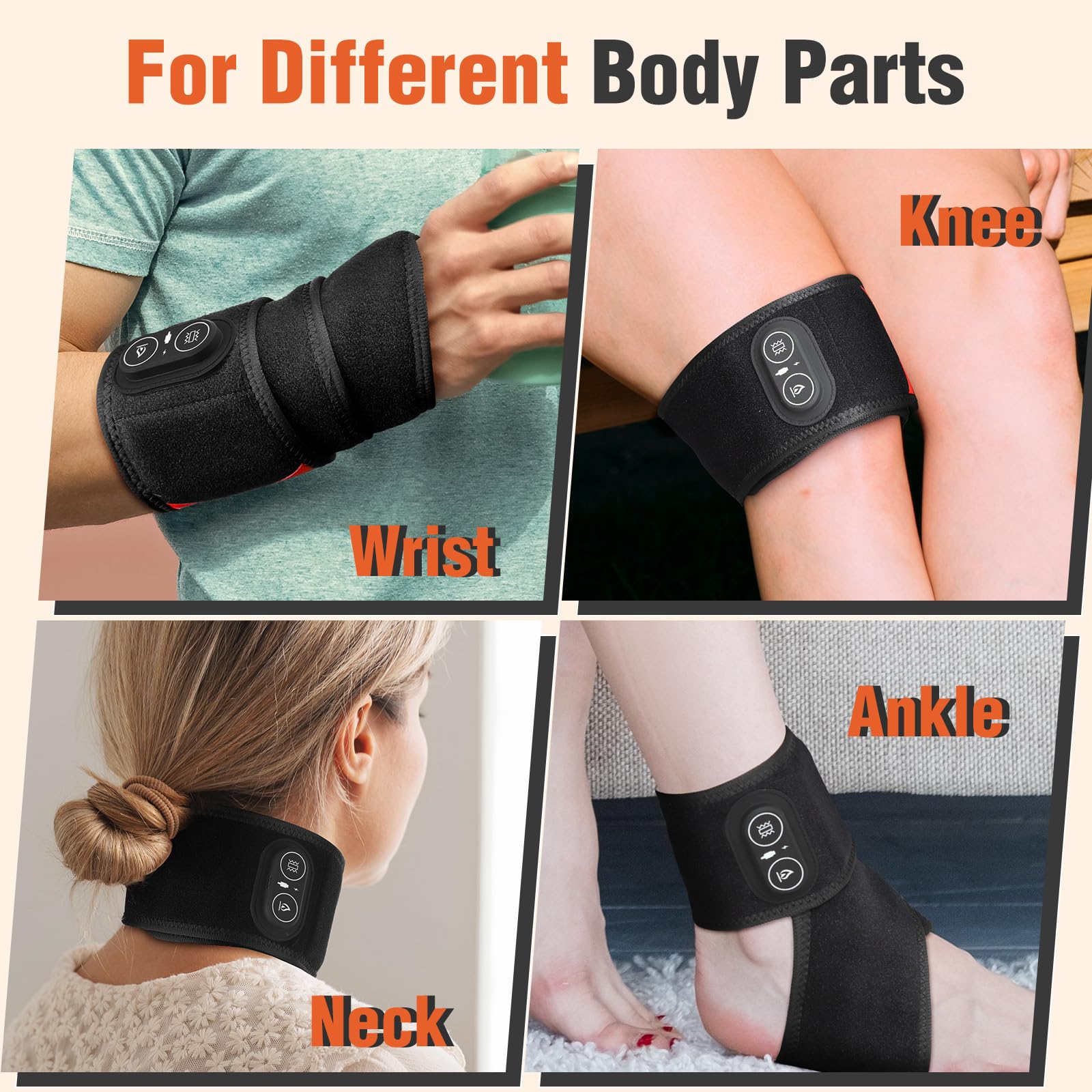 Handmassagegerät Heizkissen Rotlicht 3 Heizstufen 3 Vibration Schwarz | Hand Massagegerät Kabelloses,Hand Massager mit 3000mAh Akku, Elektrische Handmassagegeräte Geschenk für Vater Mutter