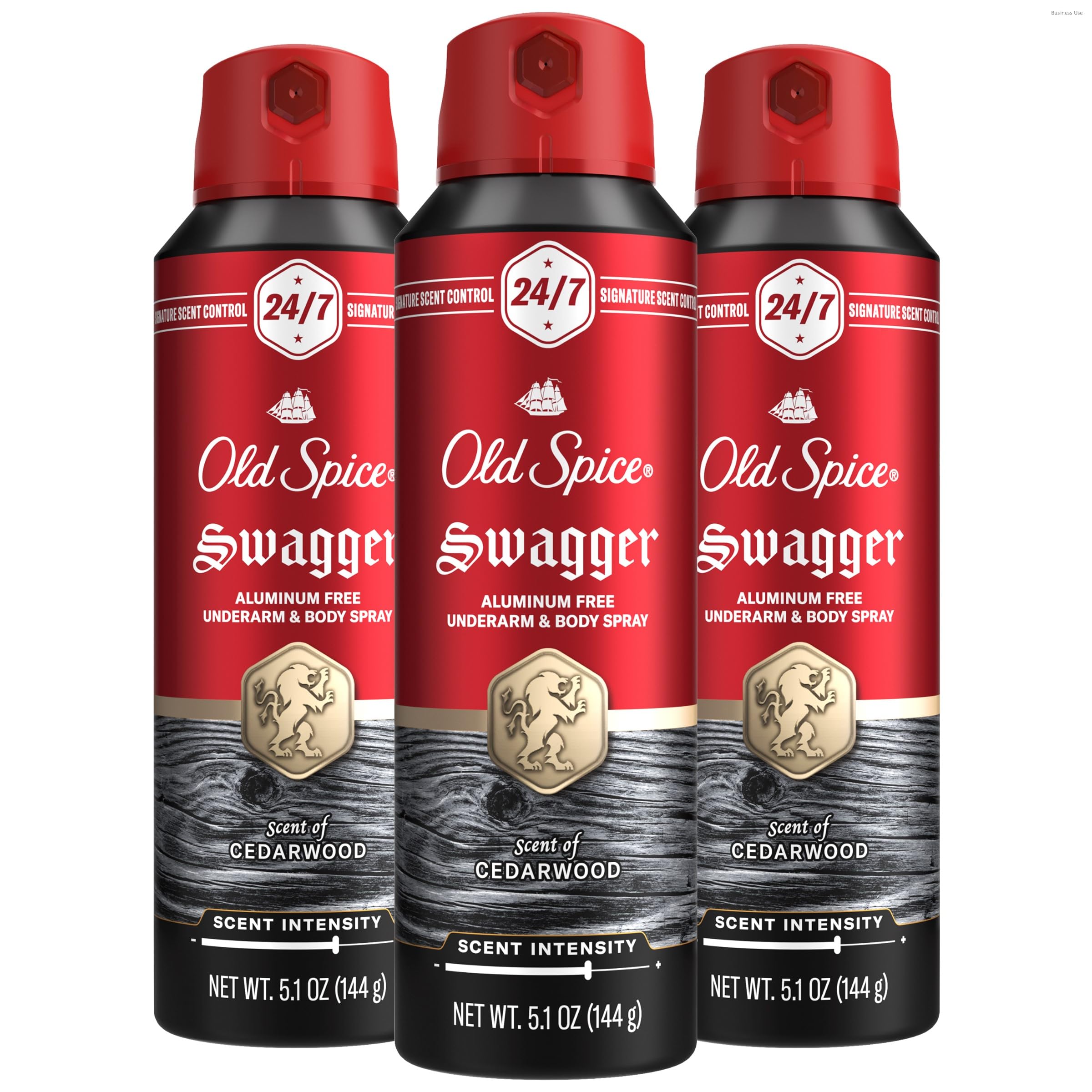 Aluminum Free Body Spray for Men, 24/7 Signature Scent & Lasting Freshness, All-Day Odor Protection, Easy Application, Swagger with Cedarwood, Apple, & Fresh Herbs Scent, 5.1 oz (Pack of 3)