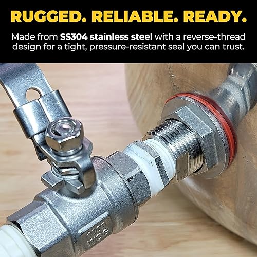 Miniatura 32 de MiniBrew Mamparo sin soldadura NPT EZ de 1/2 pulgada con juntas EPDM para elaboración casera (paquete de 3)