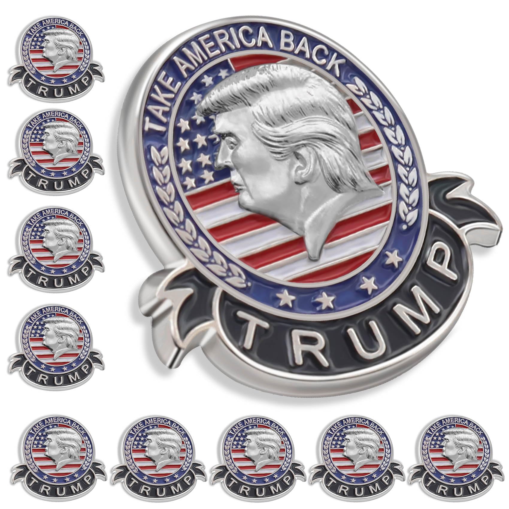 10/20/50/100Pcs GOP Donald Trump Enamel Pins Bluk -Show Your Support for Trump's 2024 Presidential Election