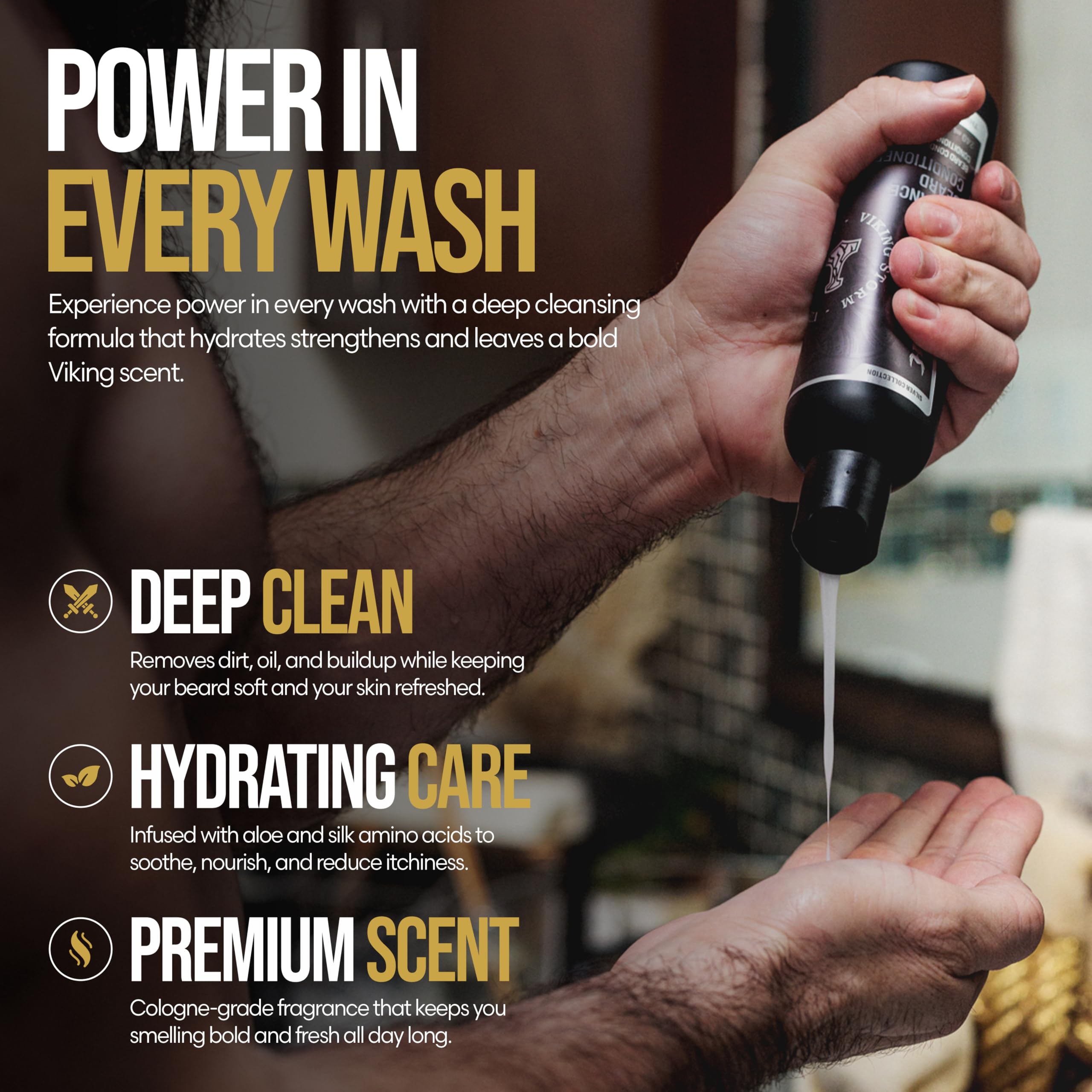 The Beard Struggle - Radiance Beard Wash - Gold Collection, Valhalla's Gates - Deterge, nutre e ammorbidisce la barba - Viking Beard Wash for Men (240 ml)