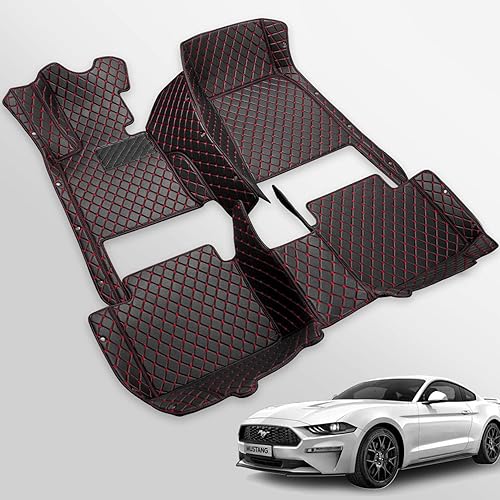 Castlerock Alfombrillas de cuero para Ford Mustang 2015 2016 2017 2018 2019 2020 2021 2022 2023 2024 All Surround Custom Fit Mustang Floor Liner