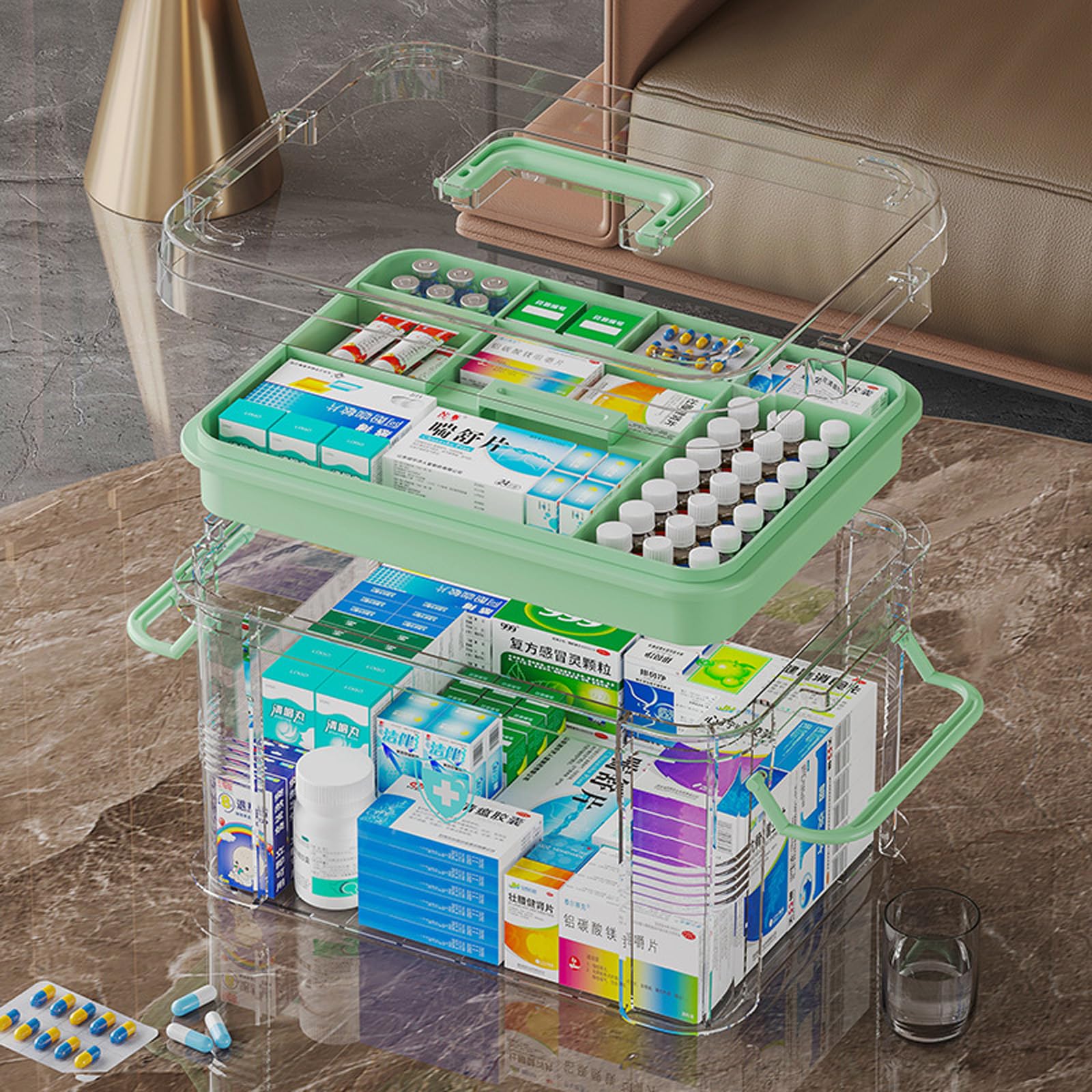 Kunststoff Medizin Aufbewahrungsbox mit, Mehrzweck Box, Haushalt für Schule, Büro, Artikel, Organisation, Lieferungen, Medikamenten Aufbewahrung mit Deckel