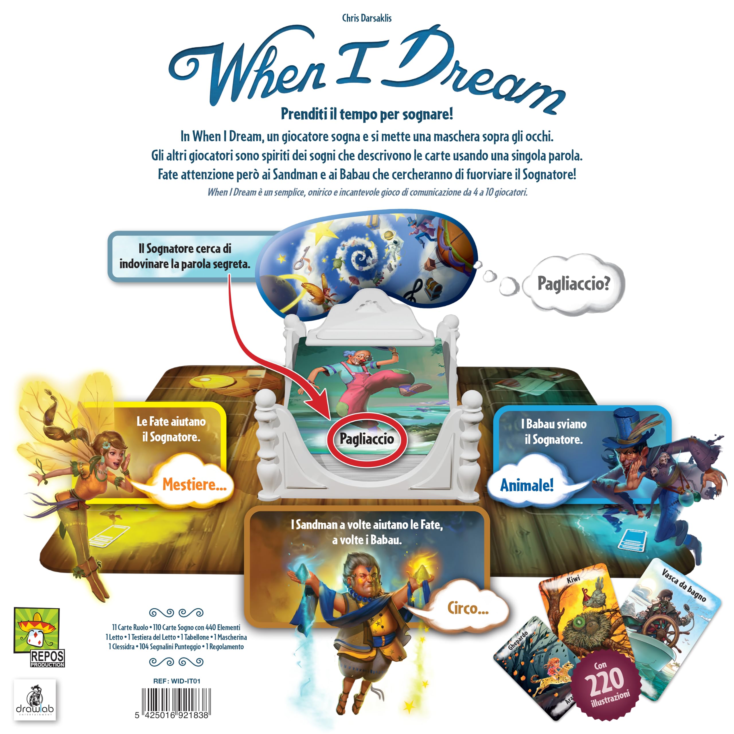 Asmodee - When I Dream, Jeu de Table, 4-10 Joueurs, 8+ Ans, édition en Italien