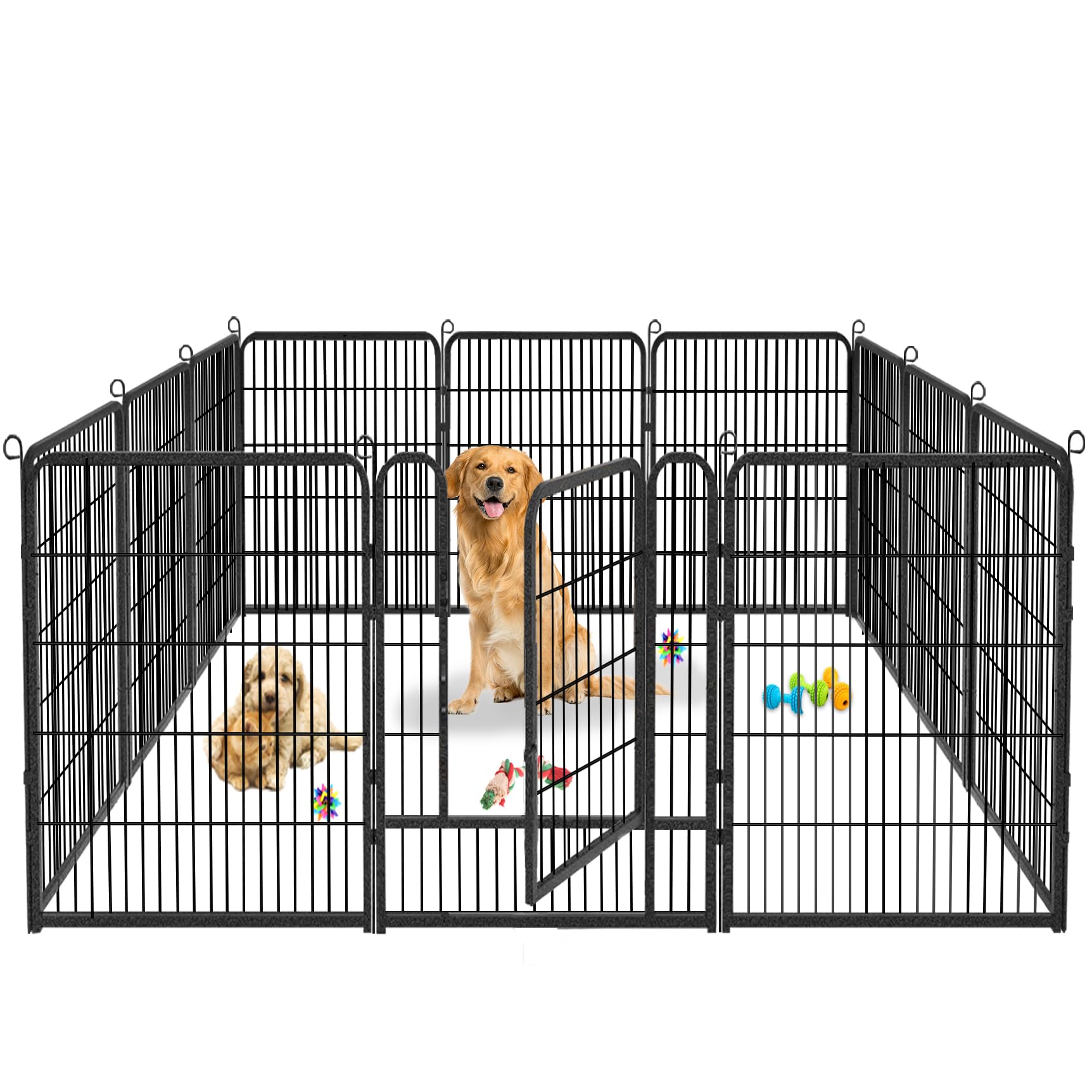 Jhsomdr Dog Playpen Outdoor 10 Panels Heavy Duty Dog Pen 32" Puppy Playpen Indoor Anti-Rust Exercise Fence with Doors for Medium/Small Dogs Outdoor Dog Fence Metal Fence Panels for RV Camping Yard