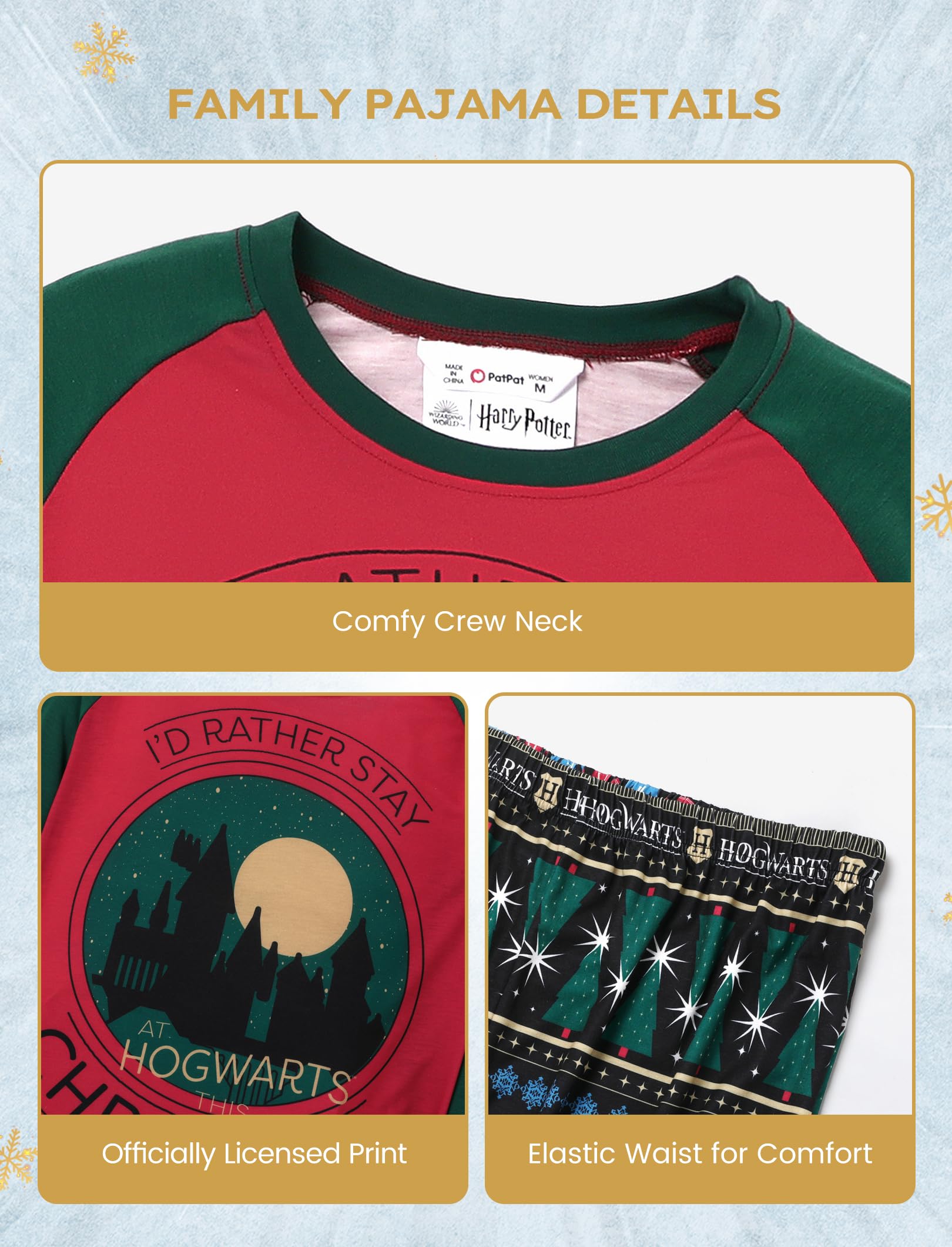 Harry Potter Conjunto de pijama familiar de Navidad a juego, conjunto de camiseta y pantalón para niños y parejas