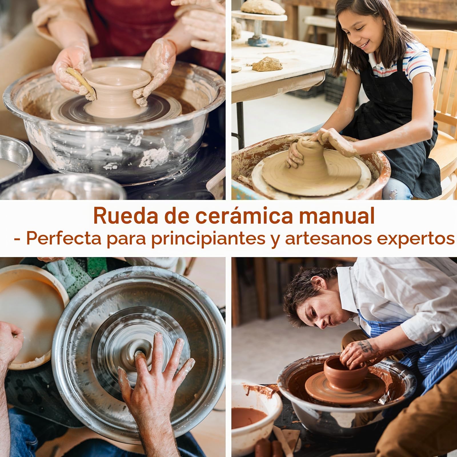 Homtone Torno de alfarero giratorio de 20 cm con juego de herramientas, rueda de alfarería de doble cara, rueda de bandas de metal de aleación de aluminio de alto rendimiento, para giro manual
