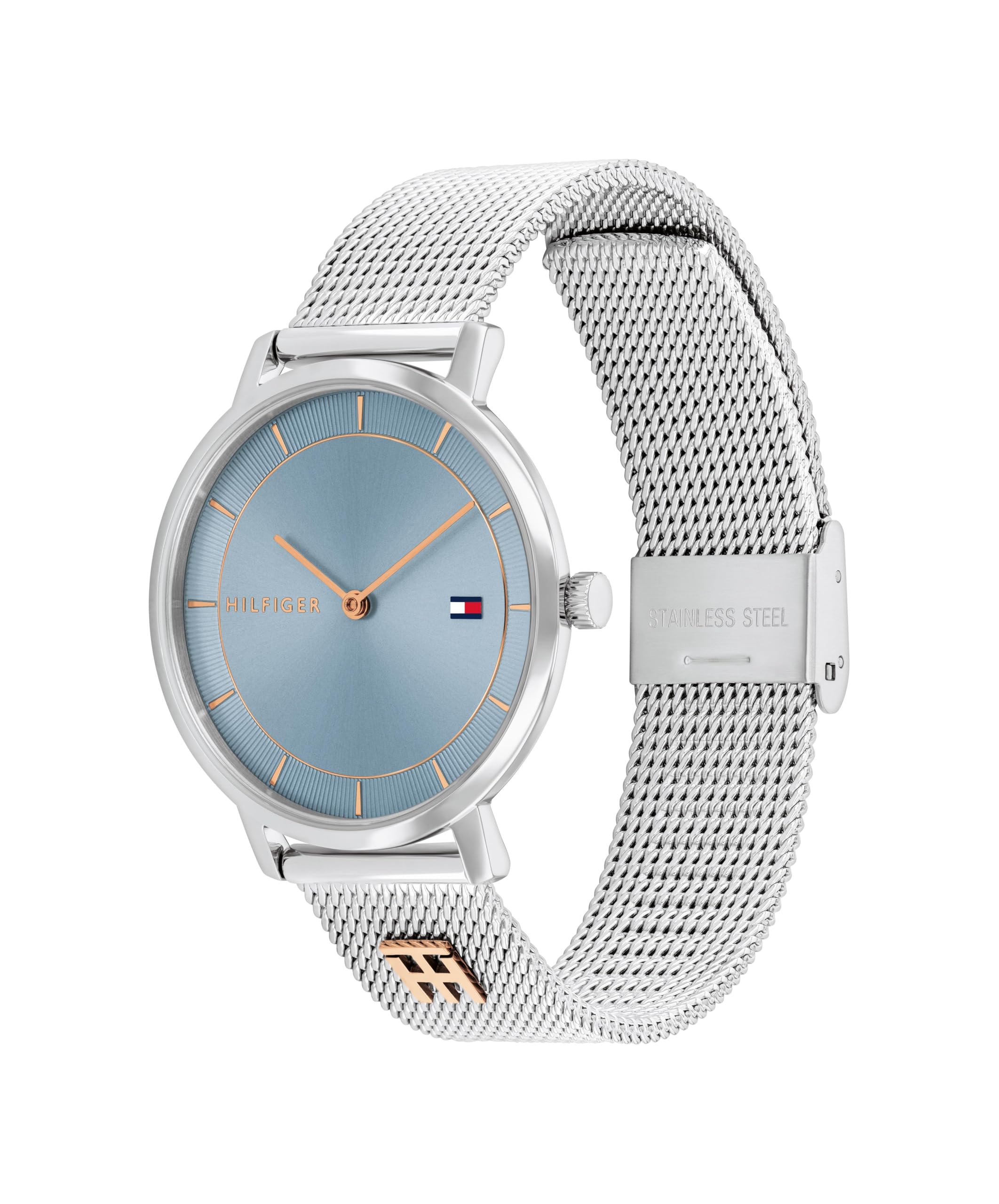 Tommy Hilfiger Reloj de Cuarzo Delgado para Mujer, Pulsera de Malla de Acero Inoxidable, Resistente al Agua hasta 3 ATM, Elegante diseño Minimalista, para Ella, 35 mm, Plateado