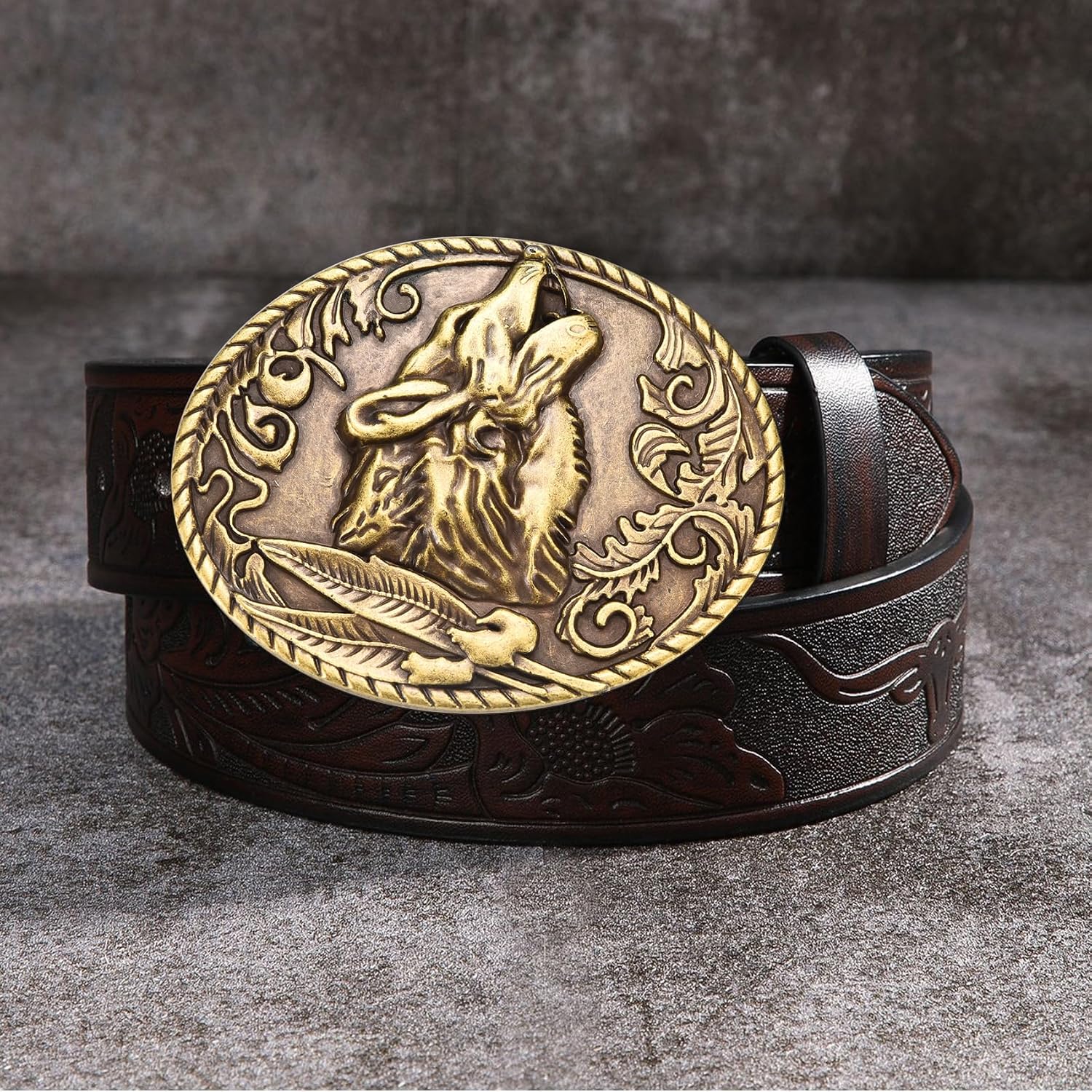 Western Cowboy Belt Buckle for Men Vintage Wolf Howl Bull Elk Deer Eagle Antique Belt Buckle for Women Girl Boys
