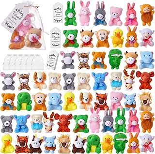 Xinnun 60 Pack Mini Stuffed Animals Bulk Small Plush Animals Toys for Kids Tiny Stuffed Animals Plush Critter Keychain Set for Carnival Prizes, Christmas Party Favor, Goodie Bag Fillers, School Gifts