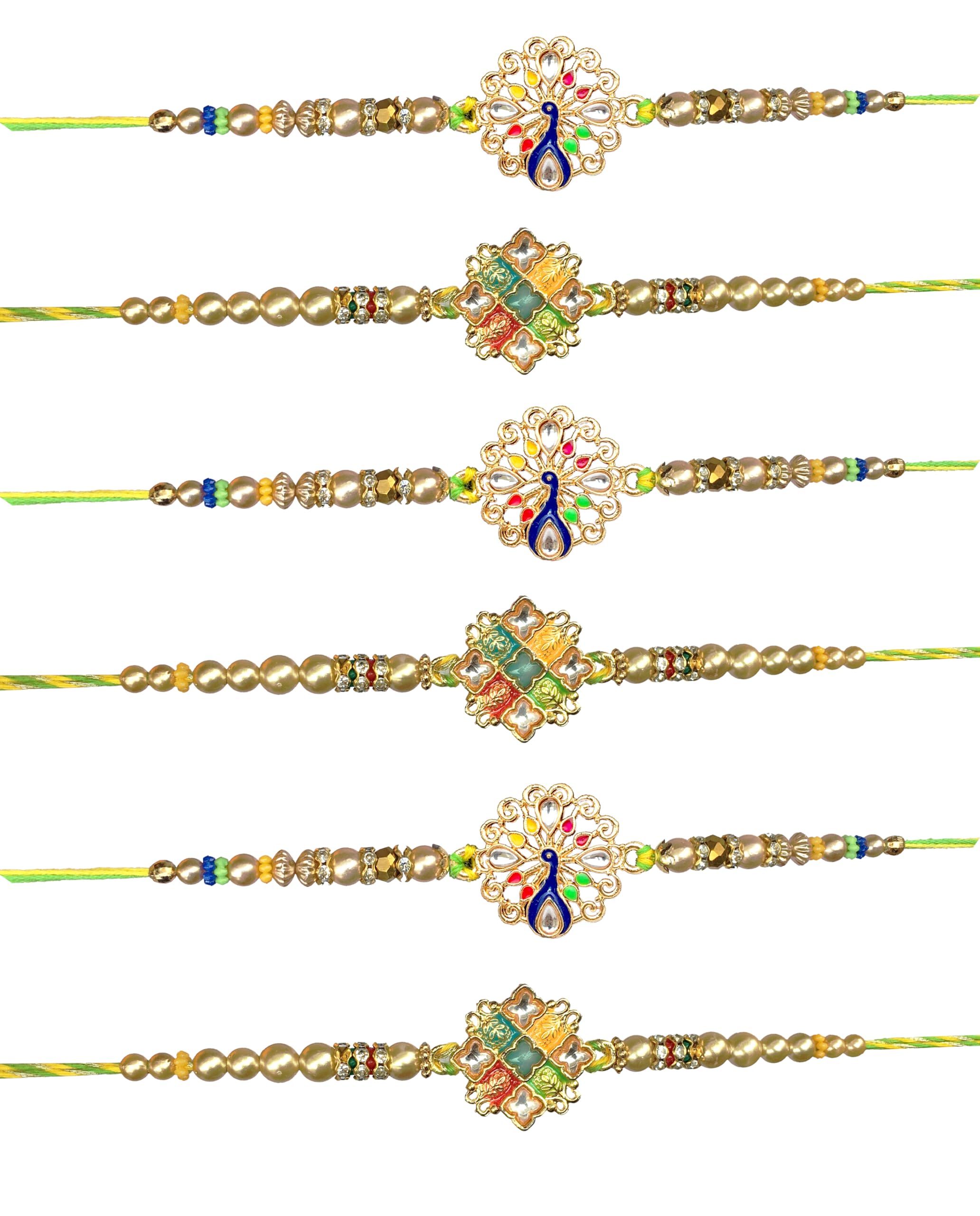 CLUZE Set of 6 Traditional Radhe Radhe And Peacock Designer Rakhi for Brothers - Bhaiya Bhabhi Rakhi (Pack of 6) (Design 1) (B0CFTVM5MX) Amazon Price History, Amazon Price Tracker