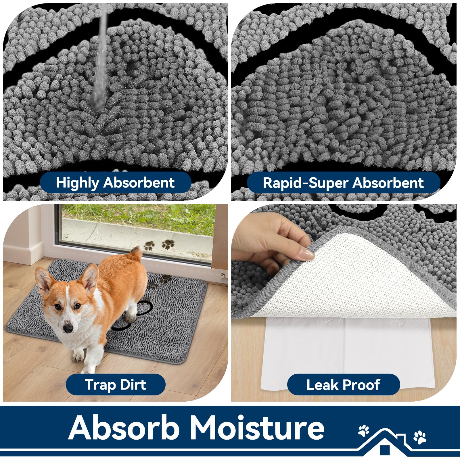 弥散圆　PET(マット) Amazon.com : Bcoimo Super Absorbent Dog Door Mat, 30